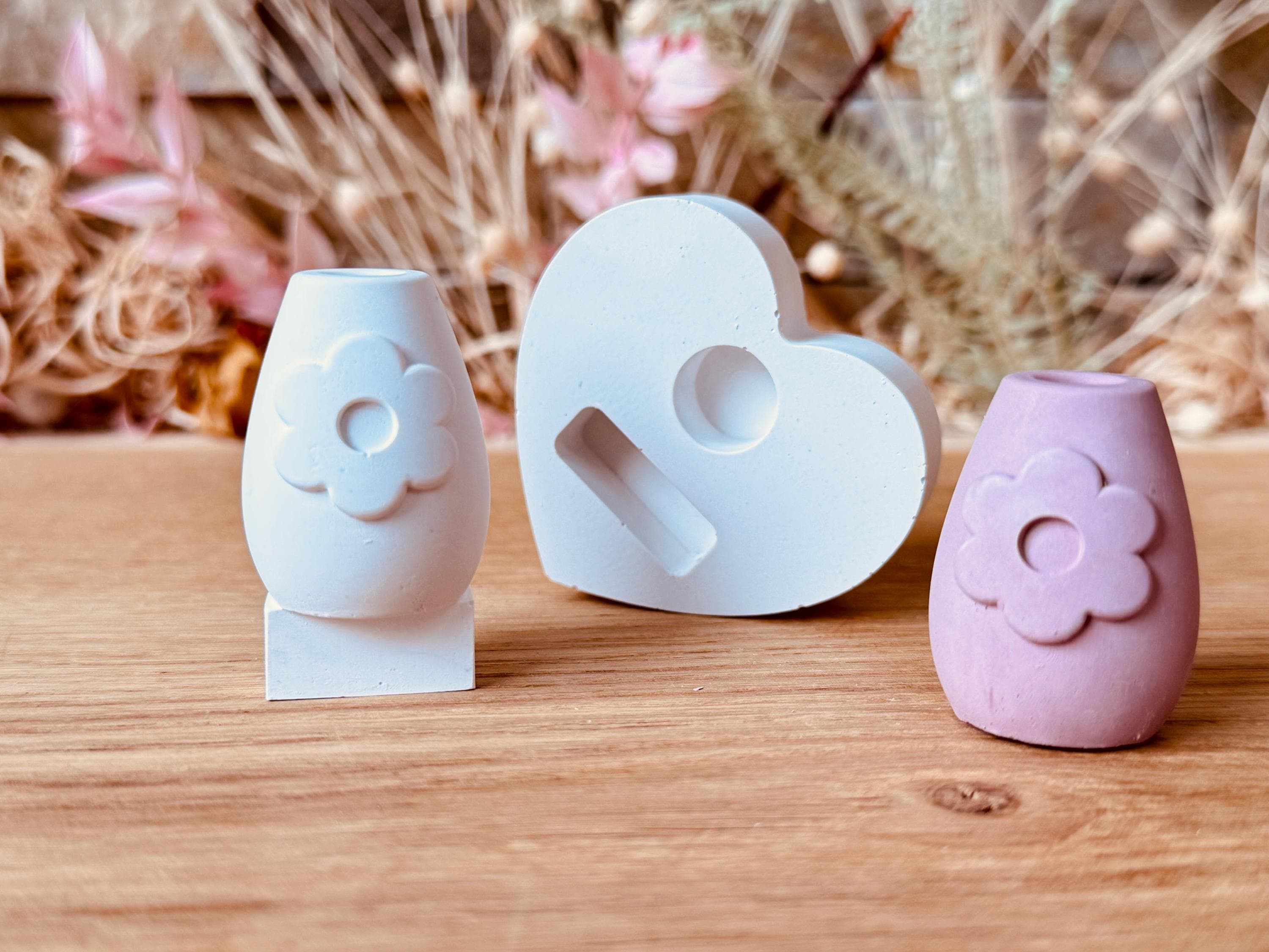 Silikon - Gießform - Mini Vase für unsere Häuserkranzplatten- Blume - Stecksystem - Klötzchen - Häuserkranz -