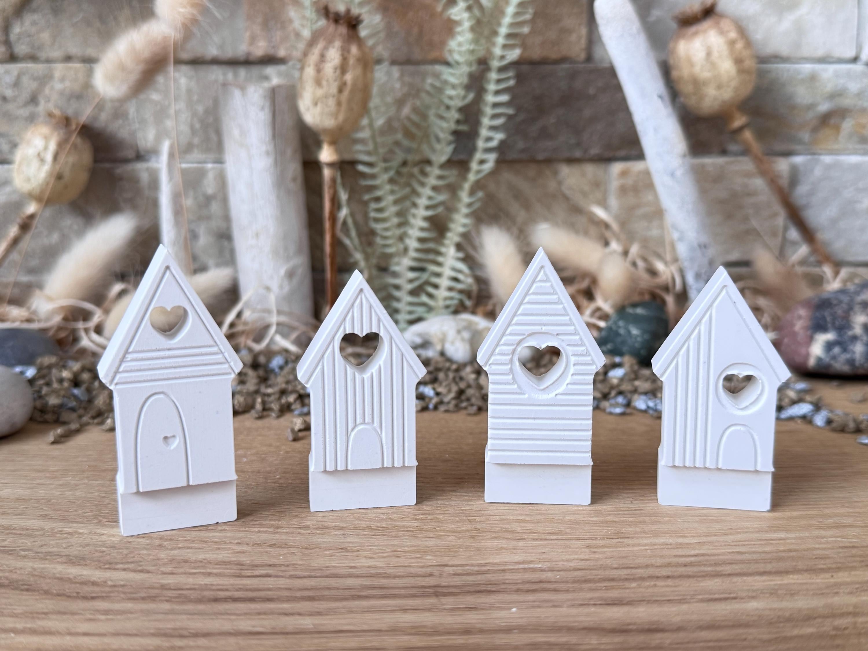 Silikon - Gießform - Klötzchenhäuser - Maritimhäuser 4 mit Herzen offen - Klötzchen - Häuserkranz -