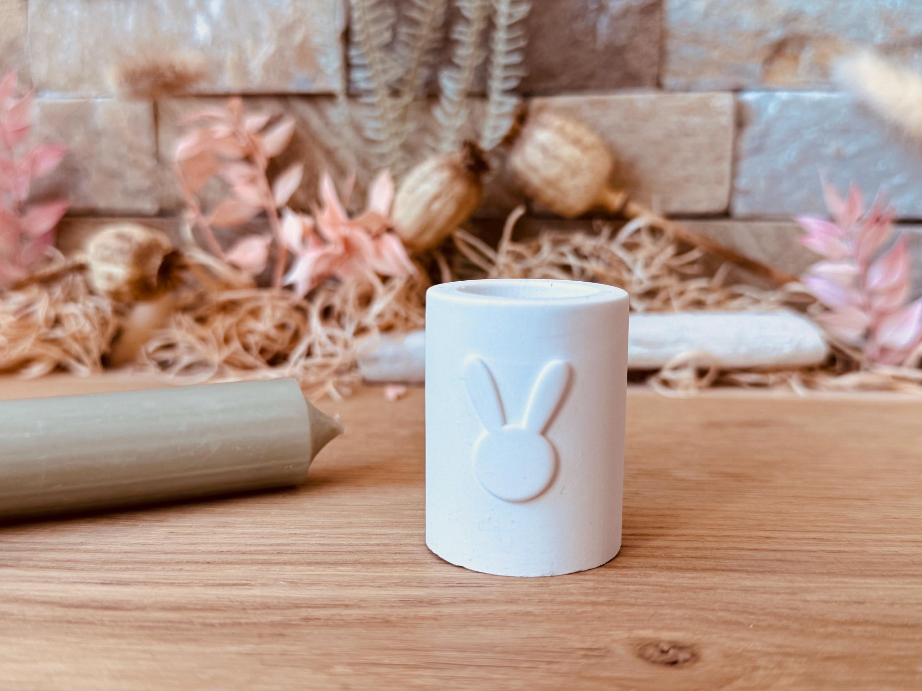 Silikon - Gießform - Stabkerzenhalter mit Osterhasen -