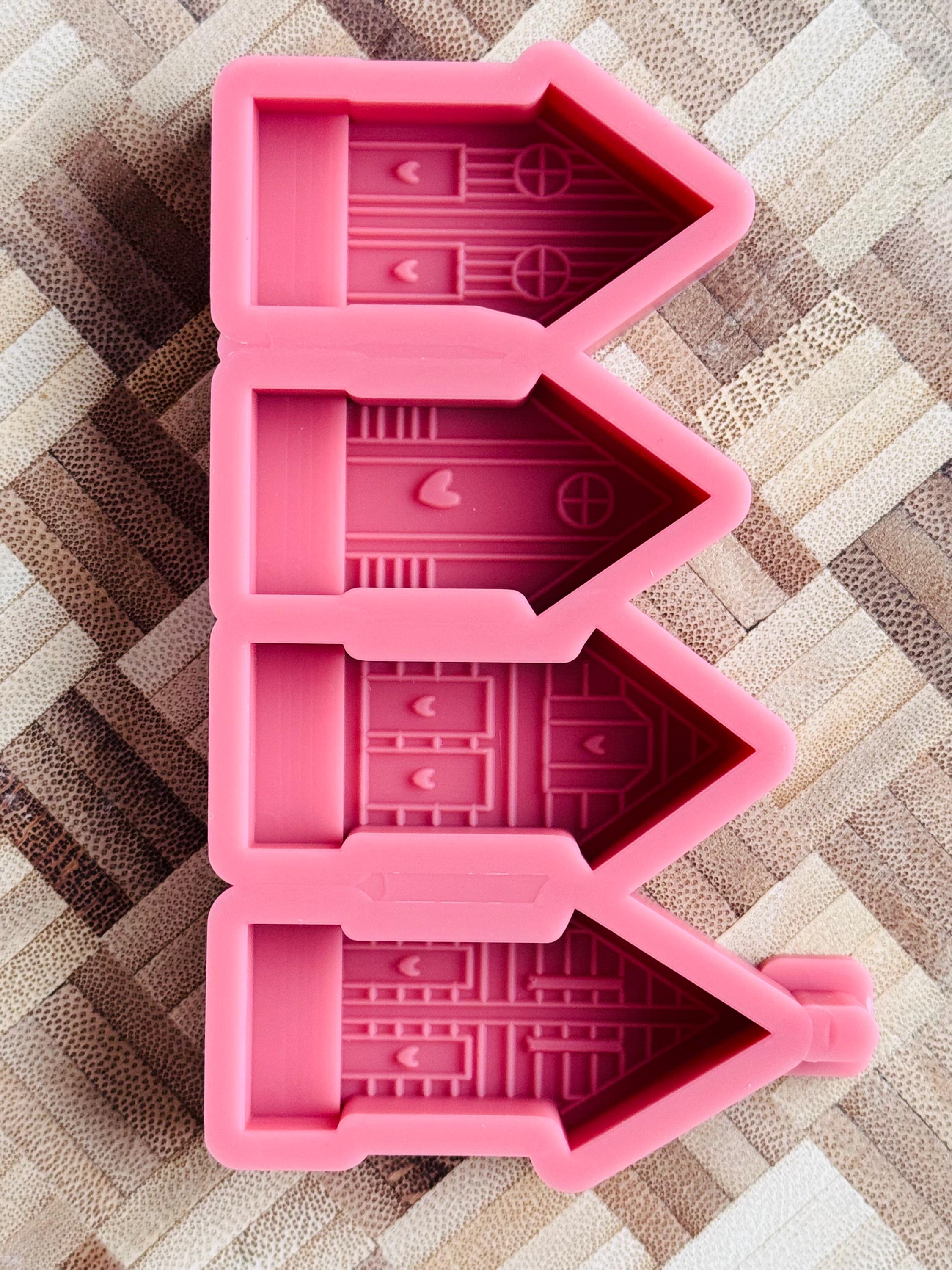 Silikon - Gießform - Klötzchenhäuser - Maritimhäuser 3 - Herzgravur - Klötzchen - Häuserkranz -
