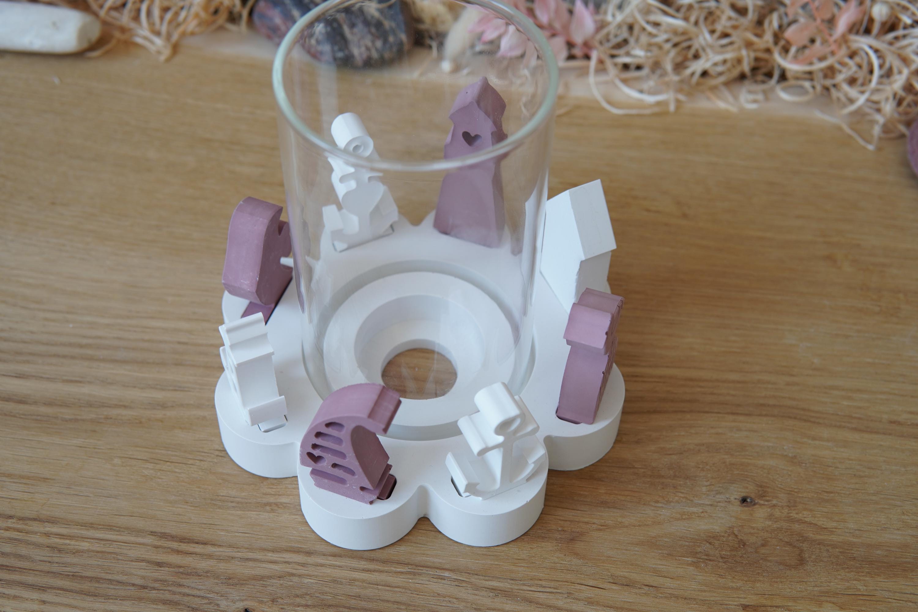 Silikon - Gießform - Klötzchenhäuser - Blumenwindlicht - Fackelhalter - Klötzchen - Häuserkranz -