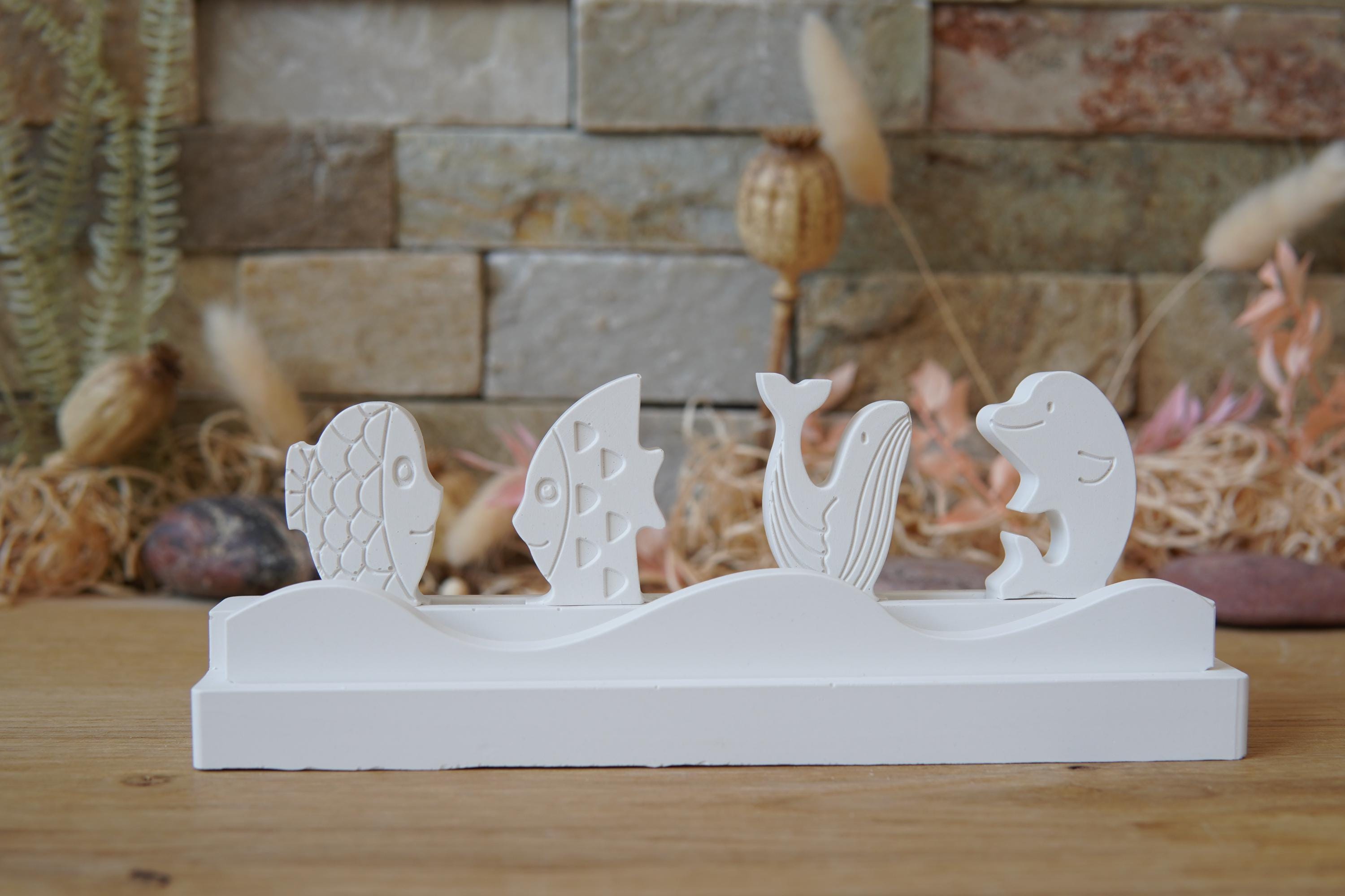 Silikon - Gießform - Klötzchenhäuser - Fische - Klötzchen - Häuserkranz -