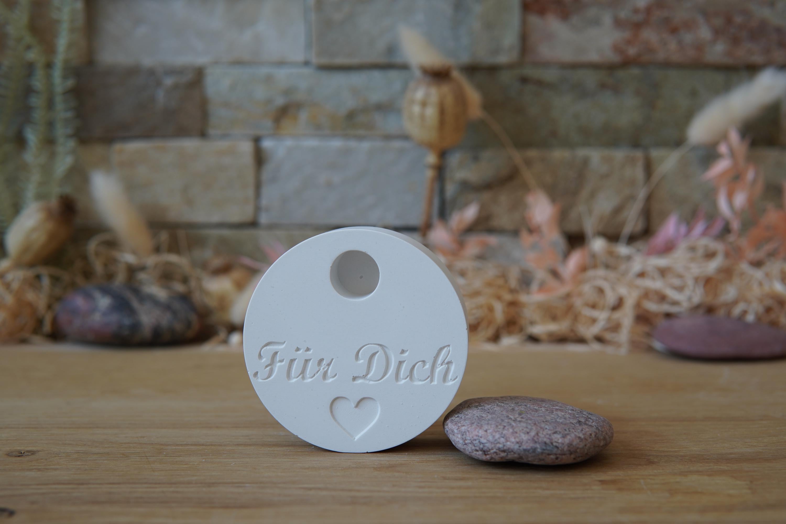 Silikon - Gießform - Baumstabkerzenteller "Für Dich" -