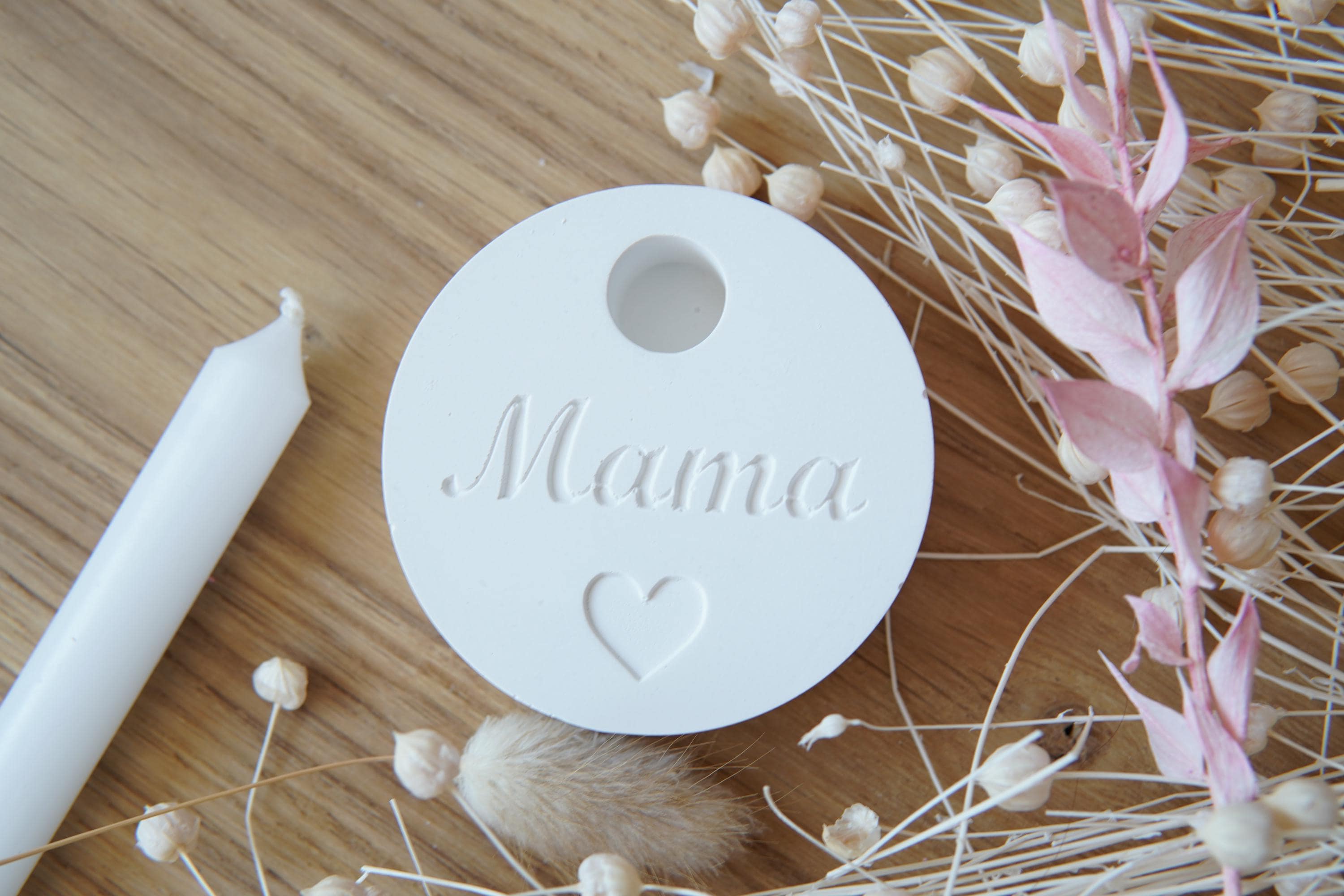 Silikon - Gießform - Baumstabkerzenteller "Mama" -