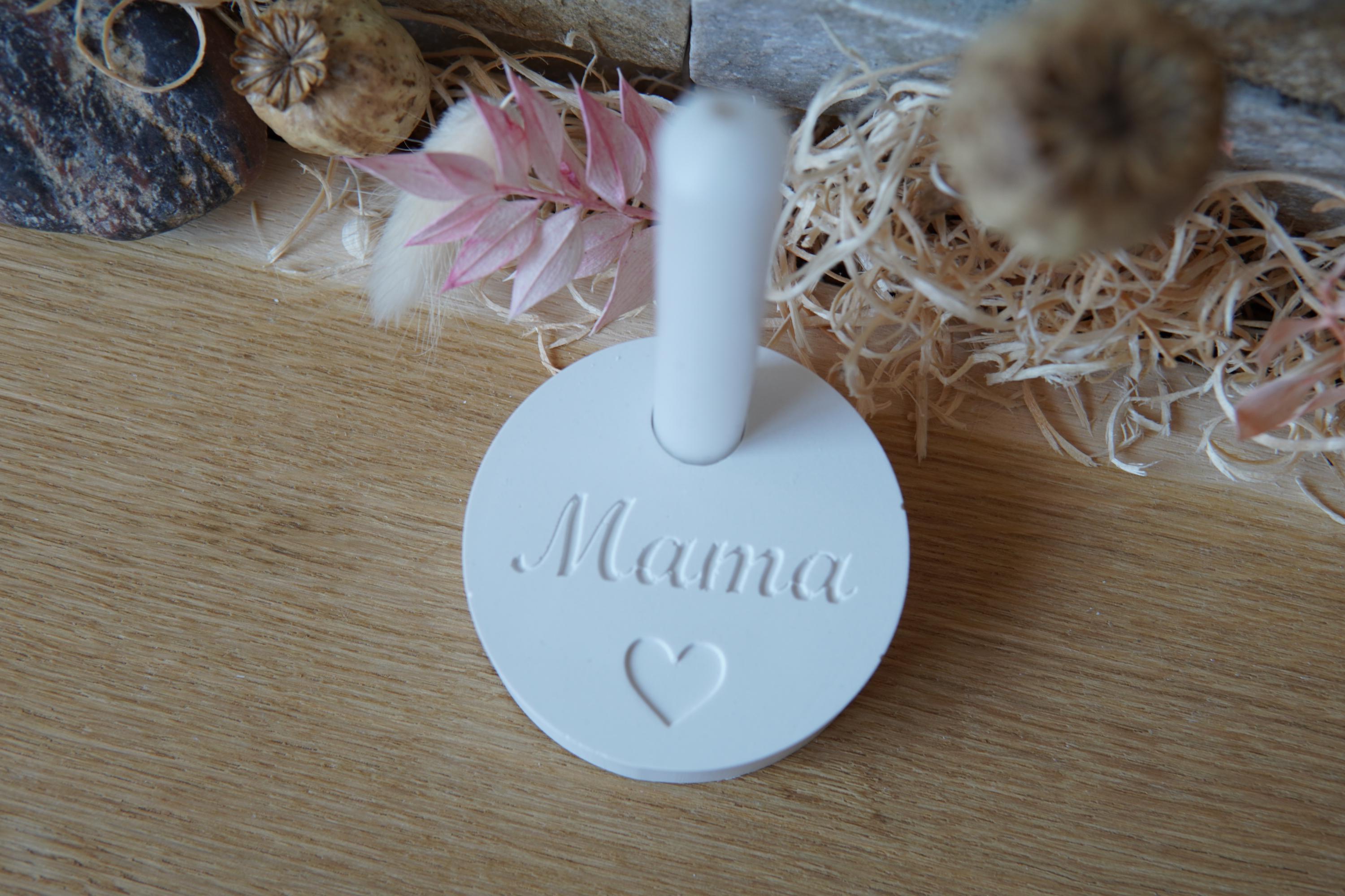 Silikon - Gießform - Baumstabkerzenteller "Mama" -