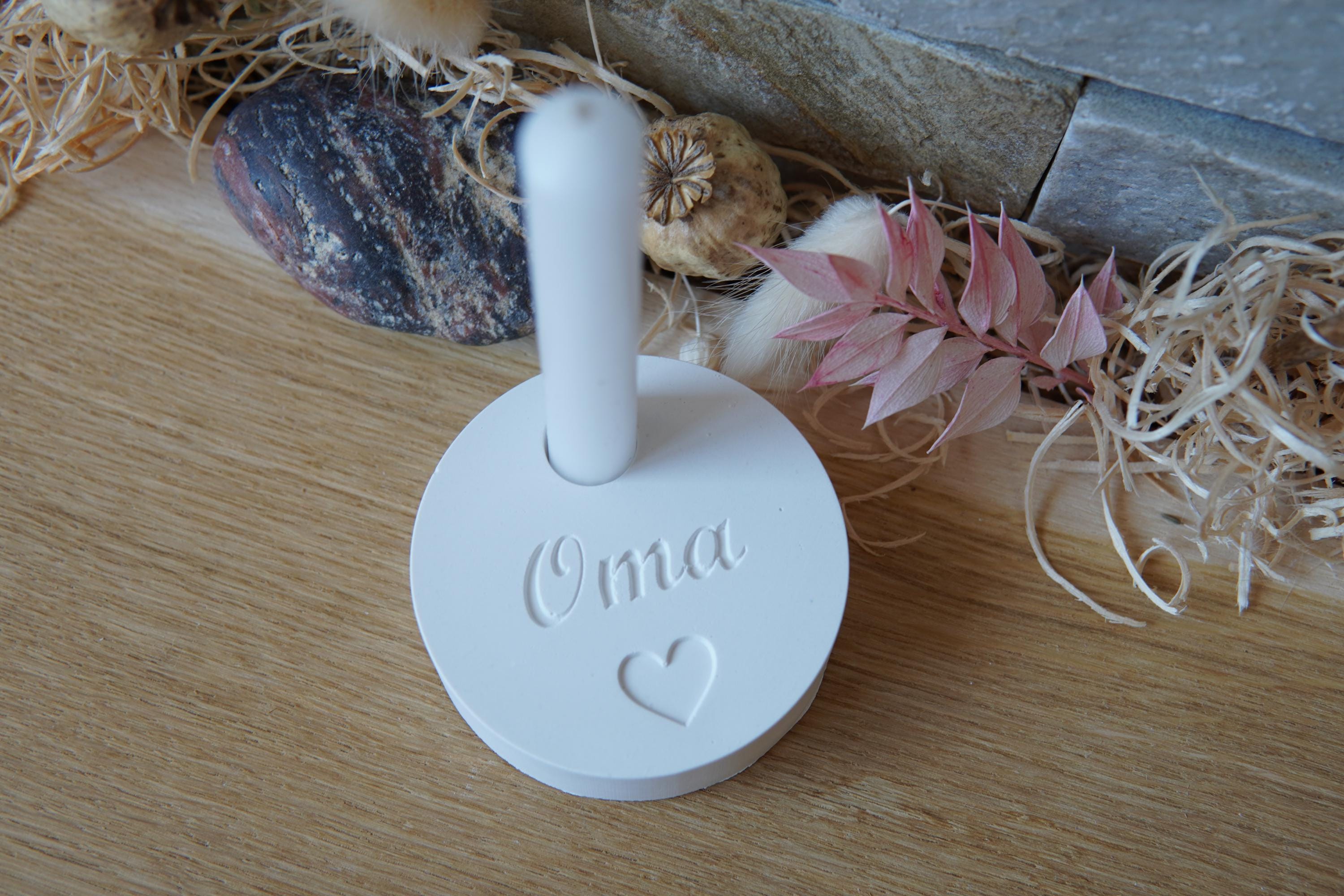 Silikon - Gießform - Baumstabkerzenteller "Oma" -