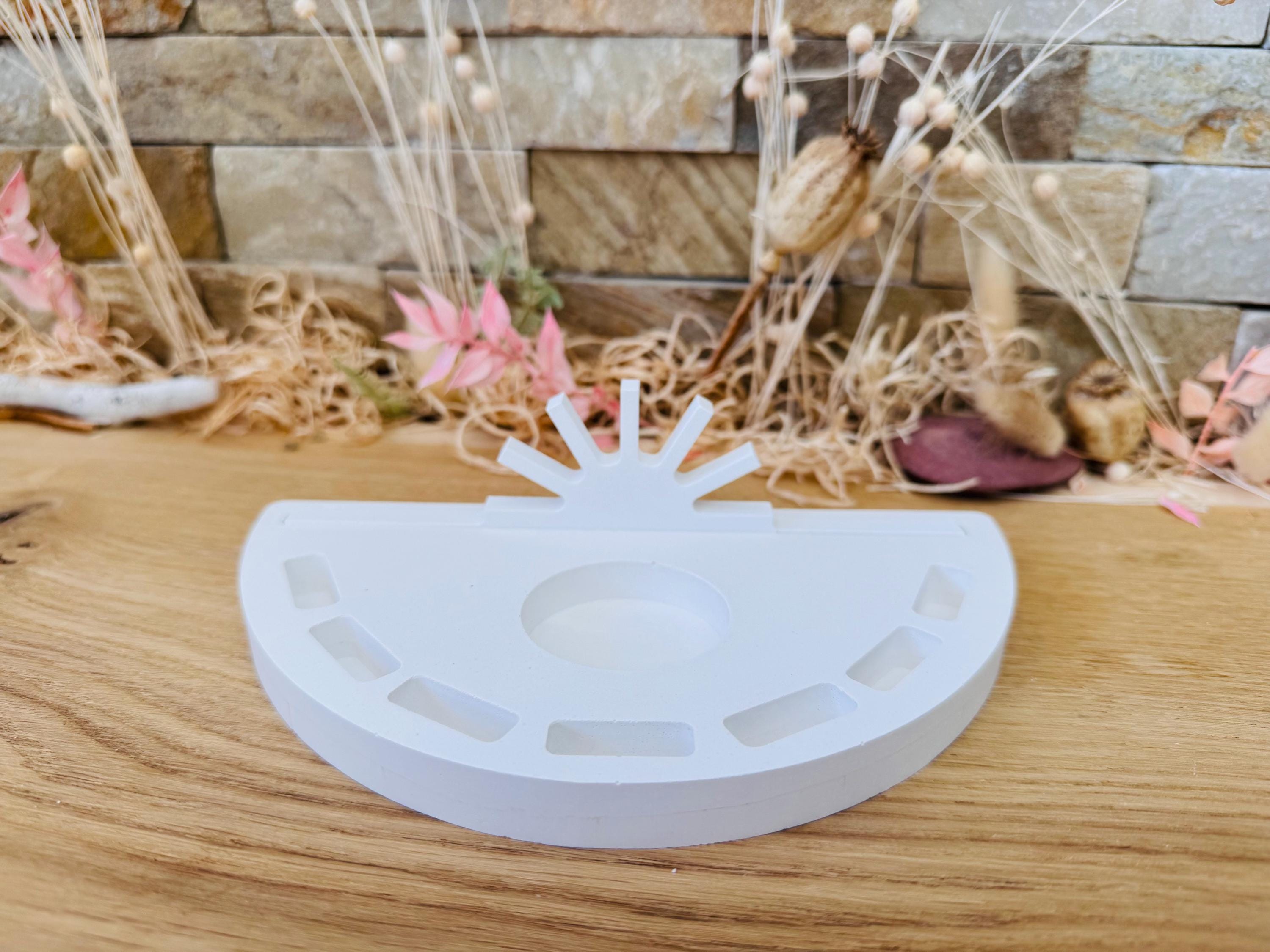 Silikon - Gießform - Klötzchenhäuser Grundplatte "Halbrund mit Schlitz - Klötzchen - Häuserkranz -