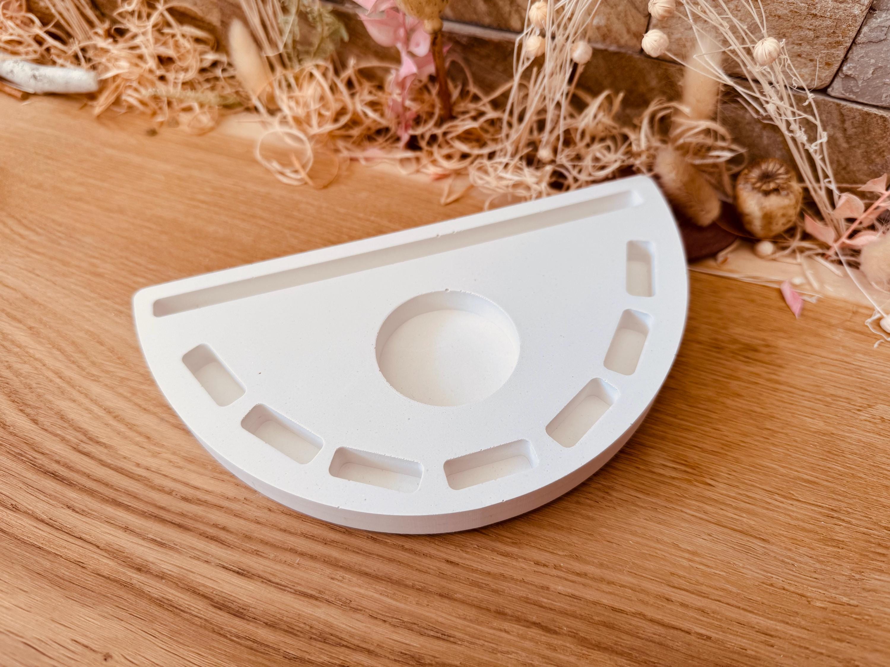 Silikon - Gießform - Klötzchenhäuser Grundplatte "Halbrund mit Schlitz - Klötzchen - Häuserkranz -