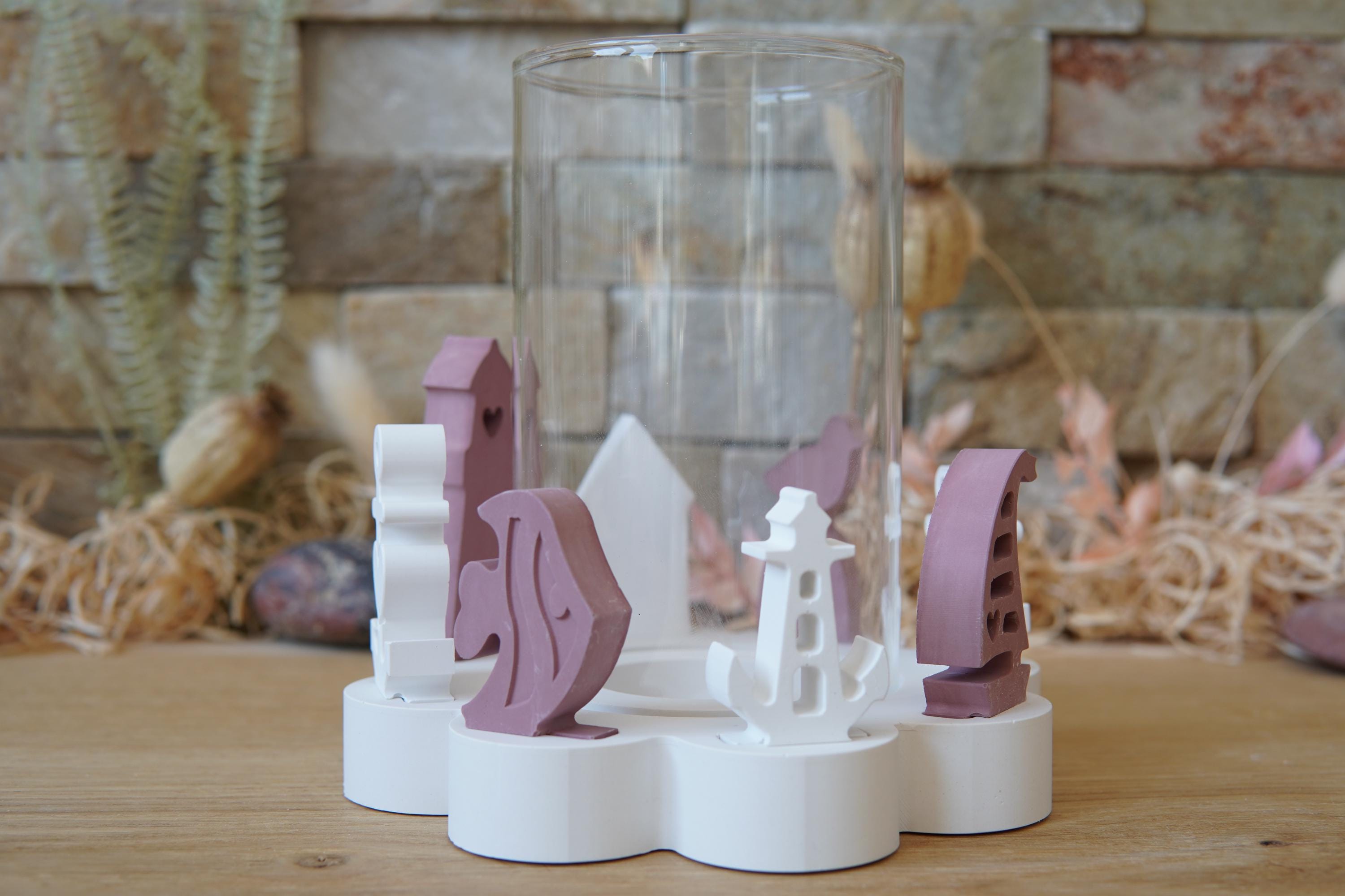 Silikon - Gießform - Klötzchenhäuser - Blumenwindlicht - Fackelhalter - Klötzchen - Häuserkranz -