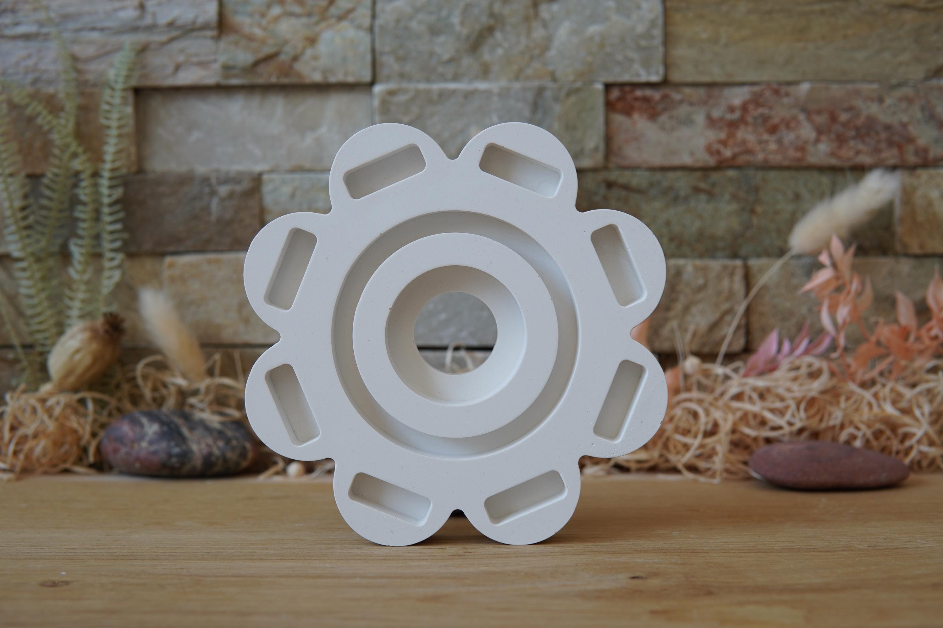 Silikon - Gießform - Klötzchenhäuser - Blumenwindlicht - Fackelhalter - Klötzchen - Häuserkranz -