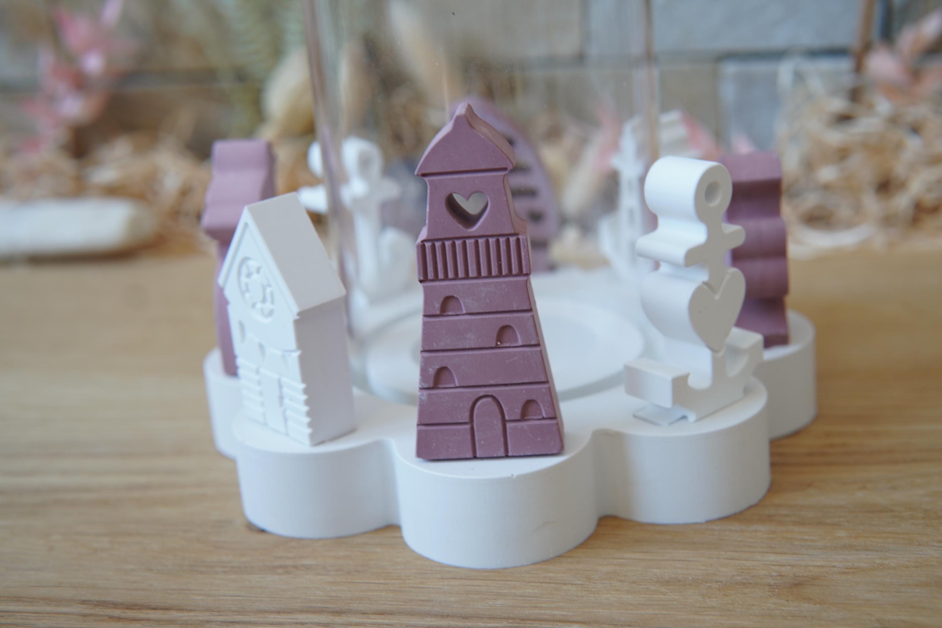Silikon - Gießform - Klötzchenhäuser - Blumenwindlicht - Fackelhalter - Klötzchen - Häuserkranz -