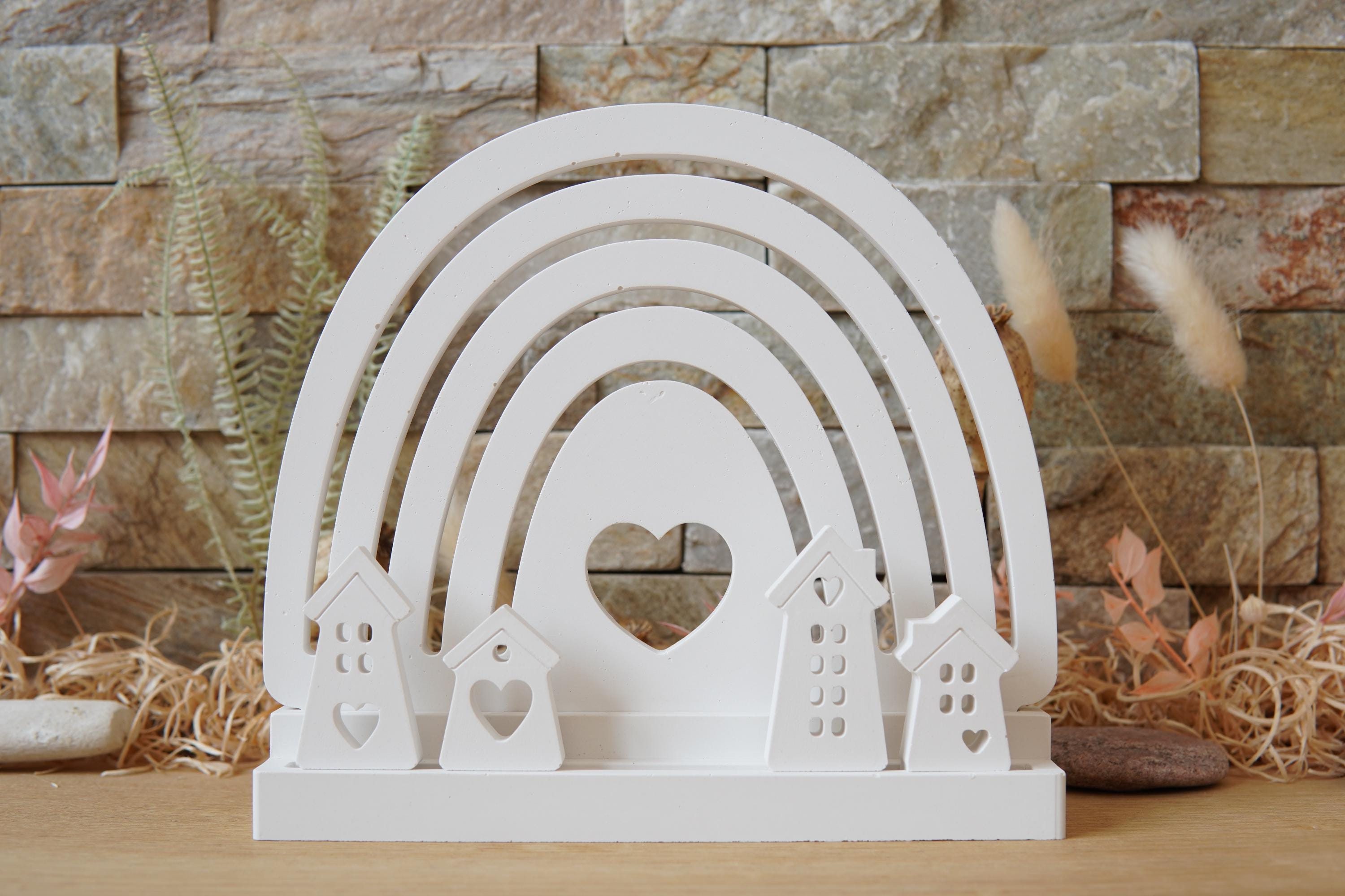 Silikon - Gießform - Klötzchenhäuser - Klötzchenherzhäuser 6 - Klötzchen - Häuserkranz -