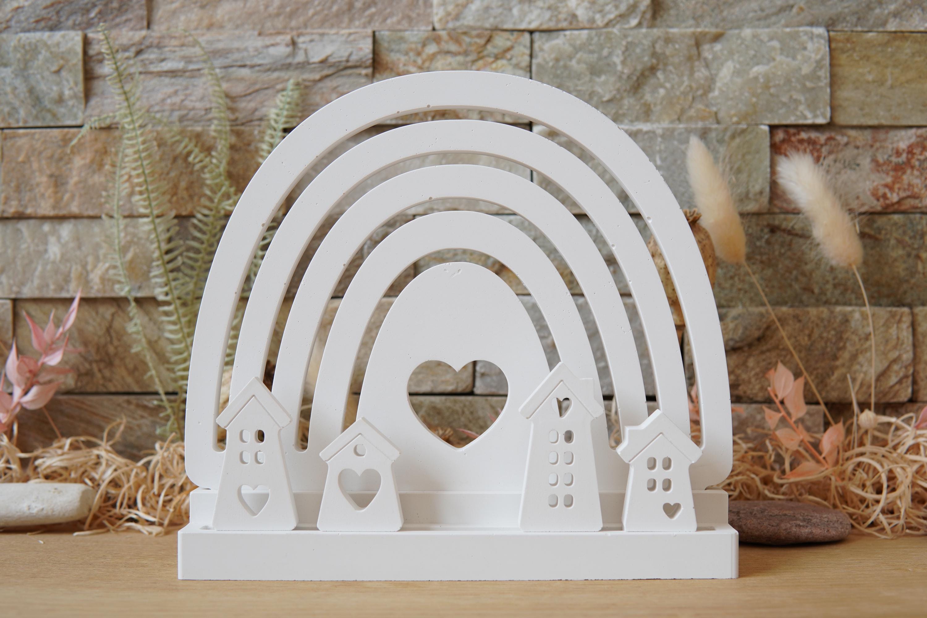 Silikon - Gießform - Klötzchenhäuser - Klötzchenherzhäuser 6 - Klötzchen - Häuserkranz -