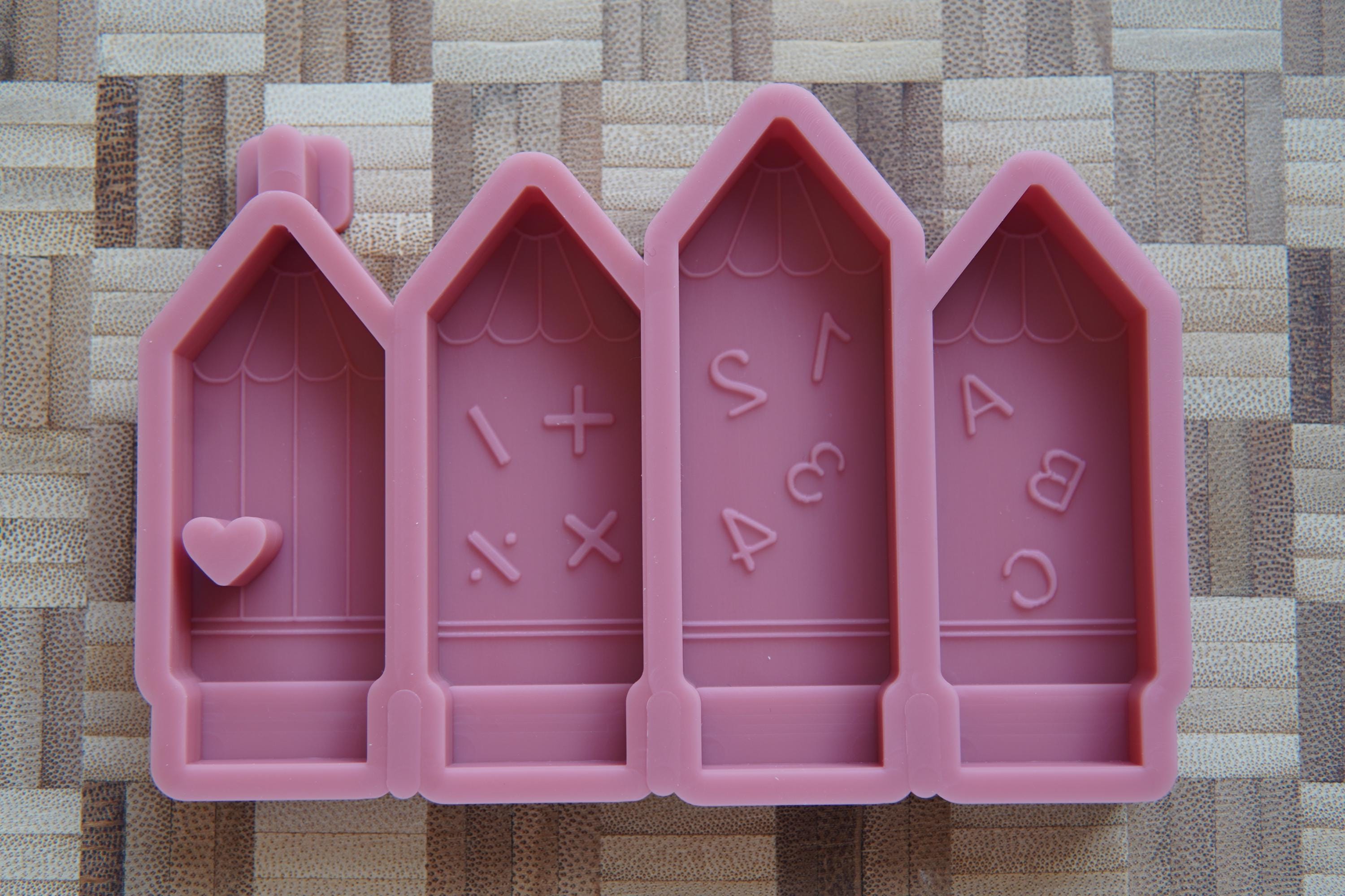 Silikon - Gießform - Klötzchenhäuser - Stifte - Einschulung - Klötzchen - Häuserkranz -