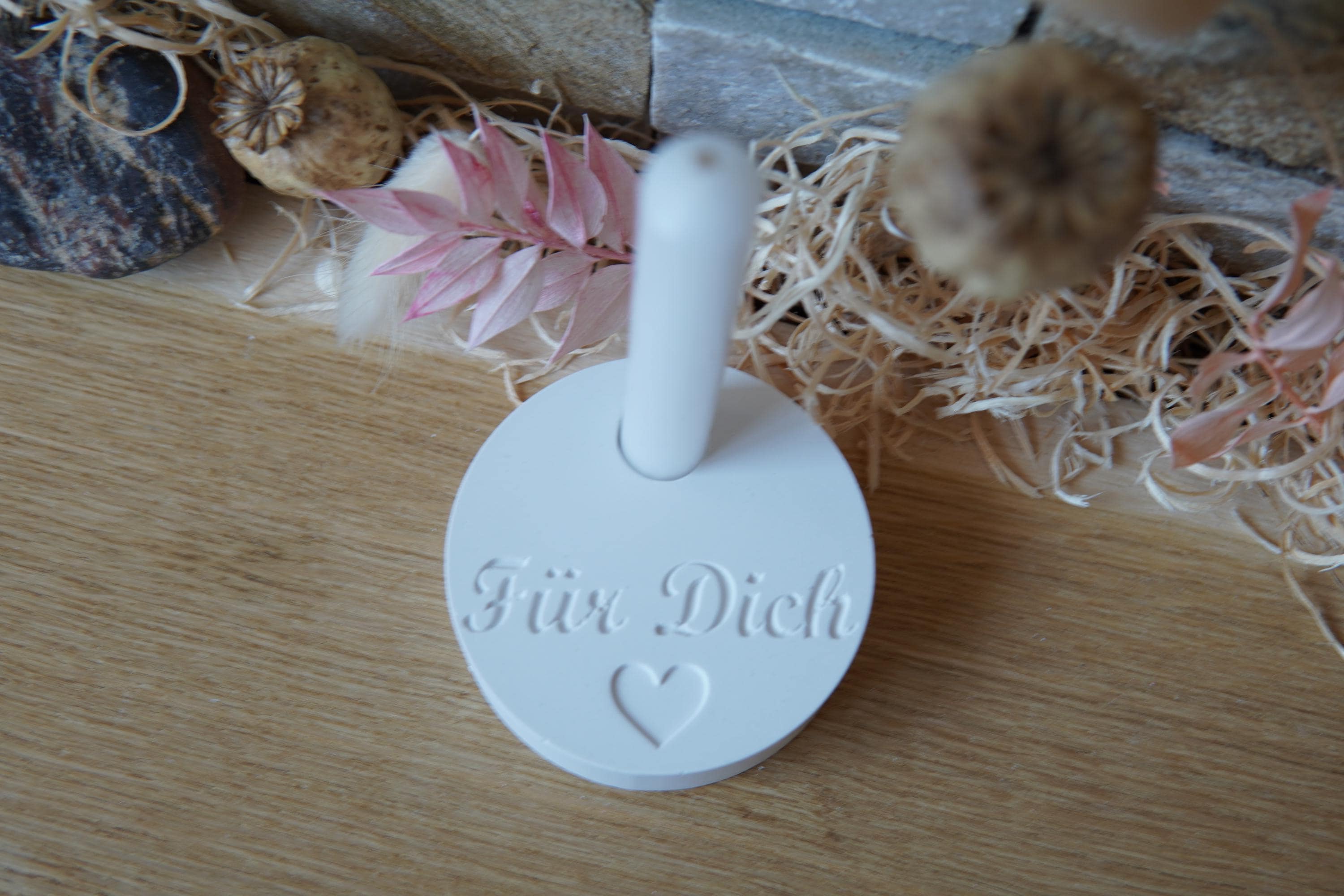 Silikon - Gießform - Baumstabkerzenteller "Für Dich" -