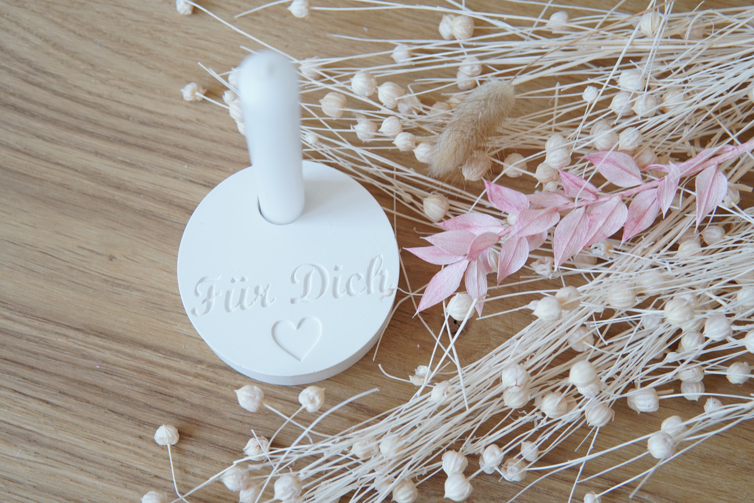 Silikon - Gießform - Baumstabkerzenteller "Für Dich" -