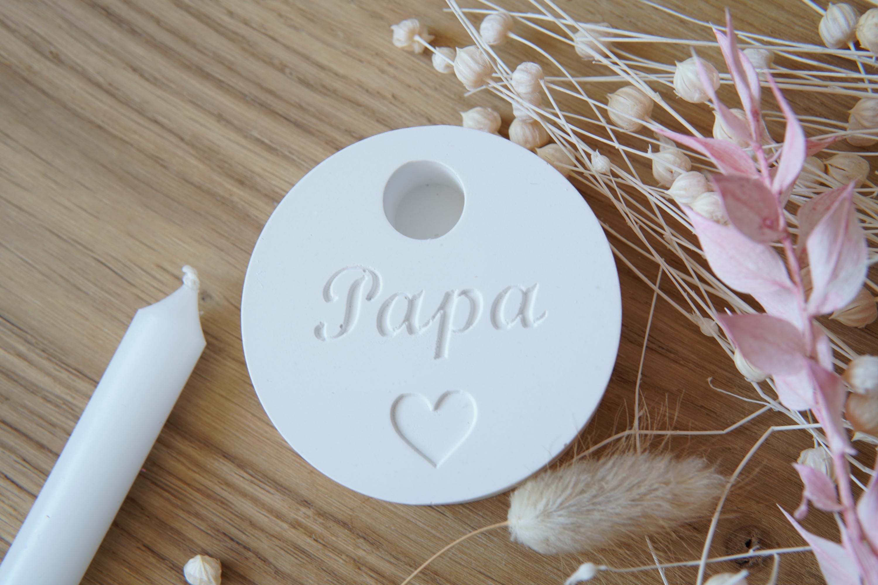 Silikon - Gießform - Baumstabkerzenteller "Papa" -