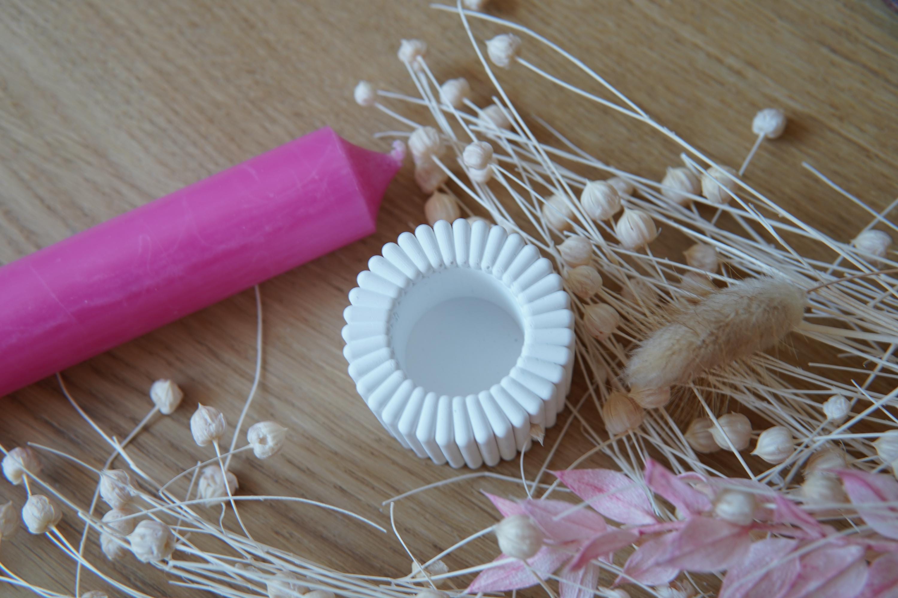 Silikon - Gießform - Stabkerzenhalter mit Rillen 2 -