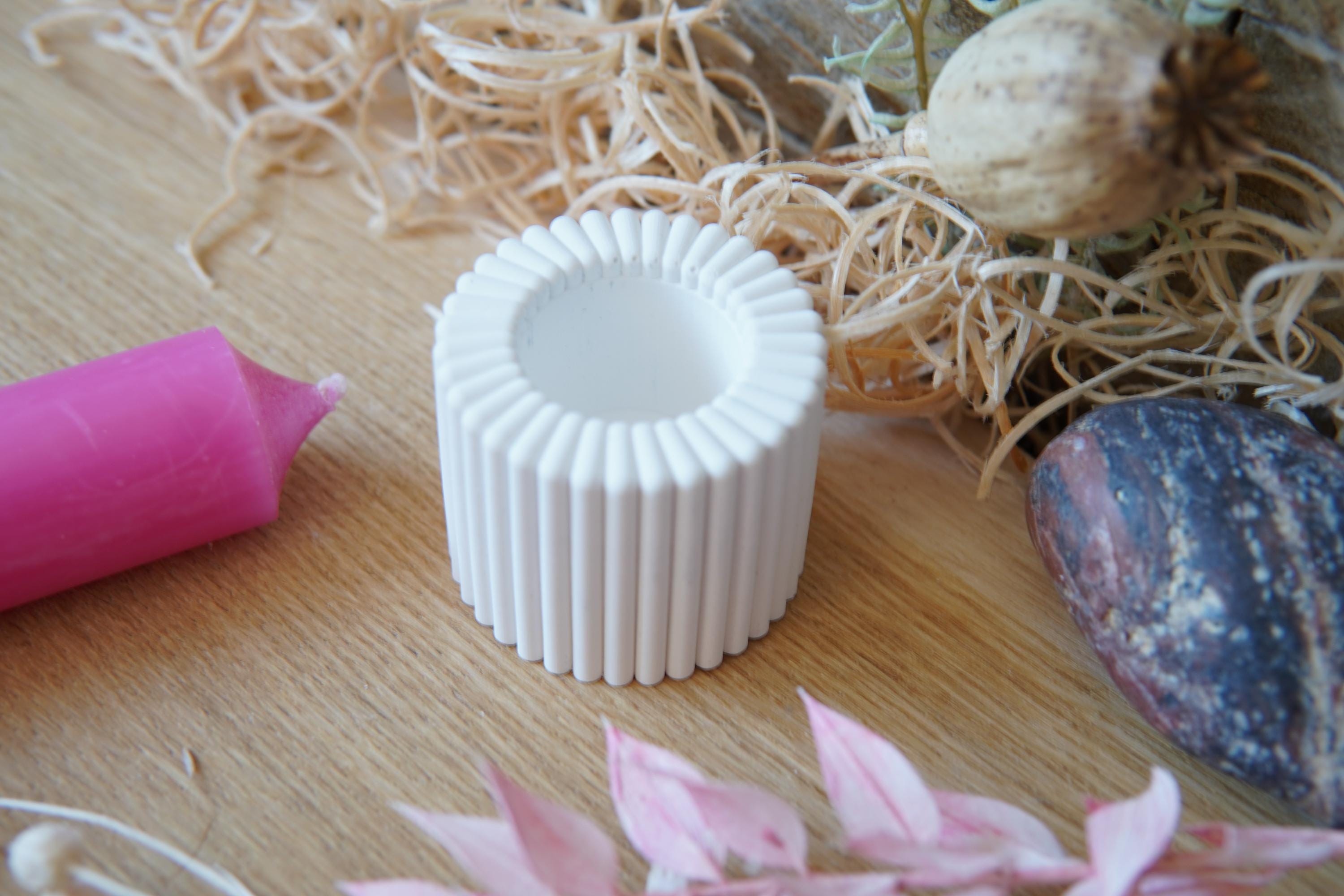 Silikon - Gießform - Stabkerzenhalter mit Rillen 2 -