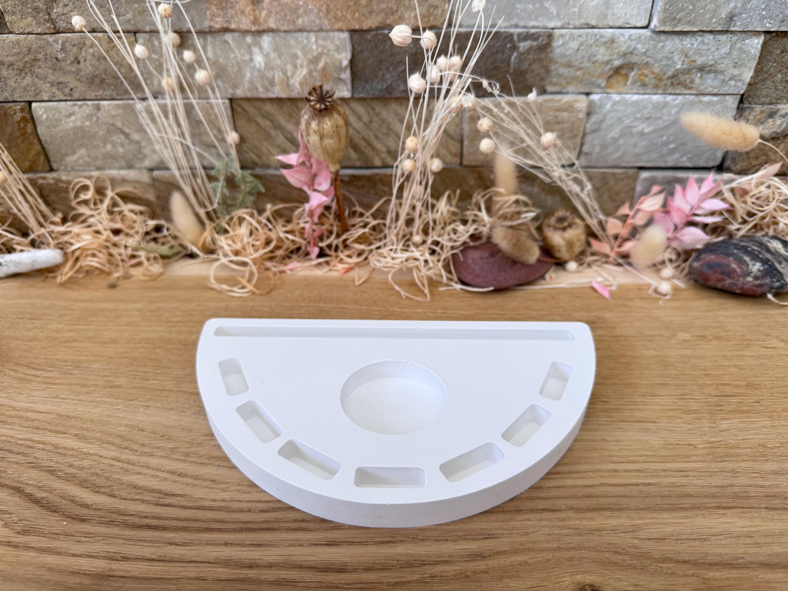 Silikon - Gießform - Klötzchenhäuser Grundplatte "Halbrund mit Schlitz - Klötzchen - Häuserkranz -