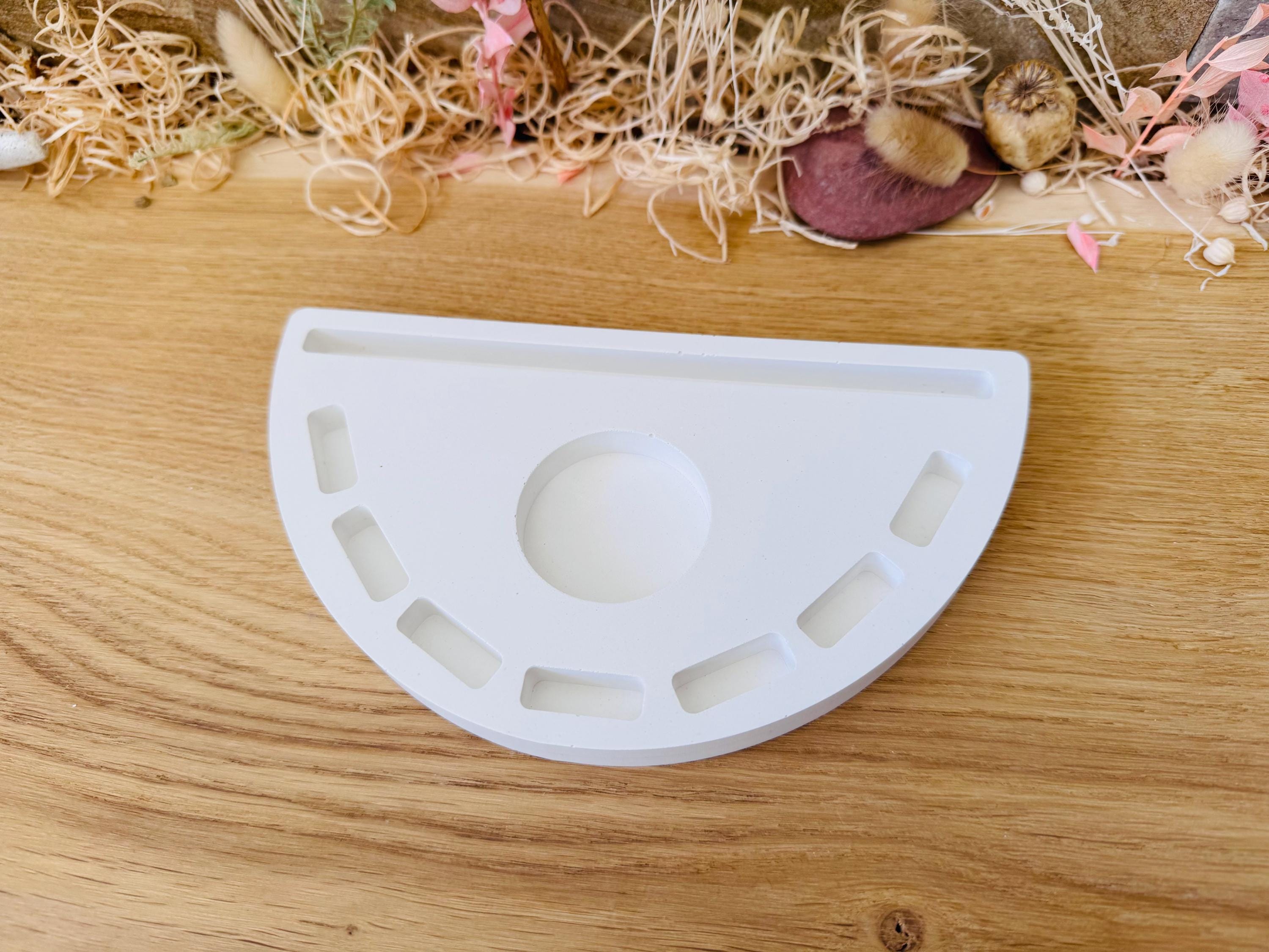 Silikon - Gießform - Klötzchenhäuser Grundplatte "Halbrund mit Schlitz - Klötzchen - Häuserkranz -