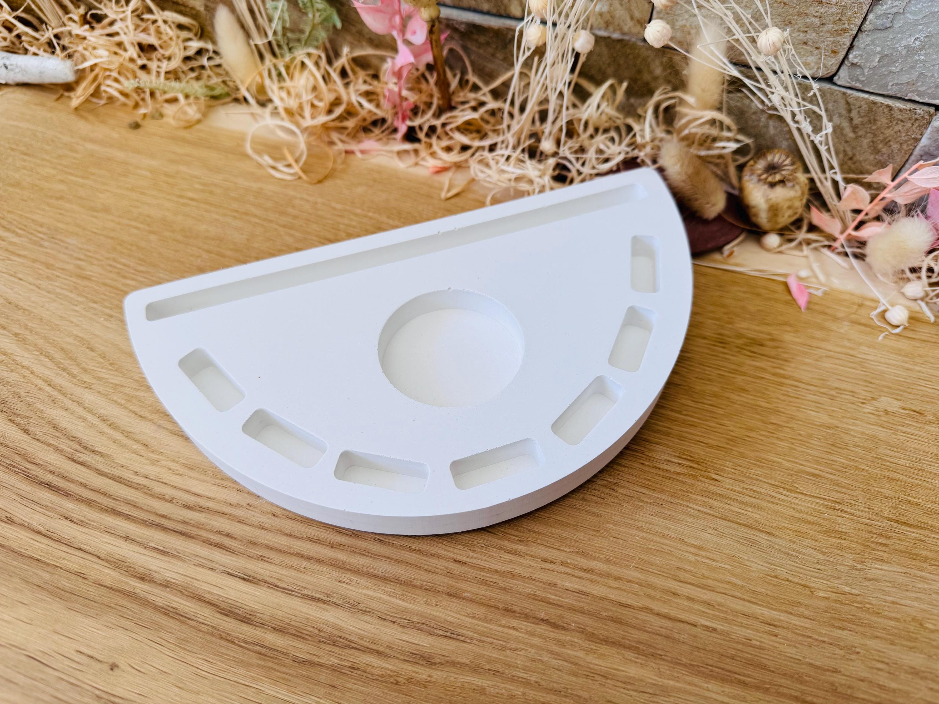 Silikon - Gießform - Klötzchenhäuser Grundplatte "Halbrund mit Schlitz - Klötzchen - Häuserkranz -