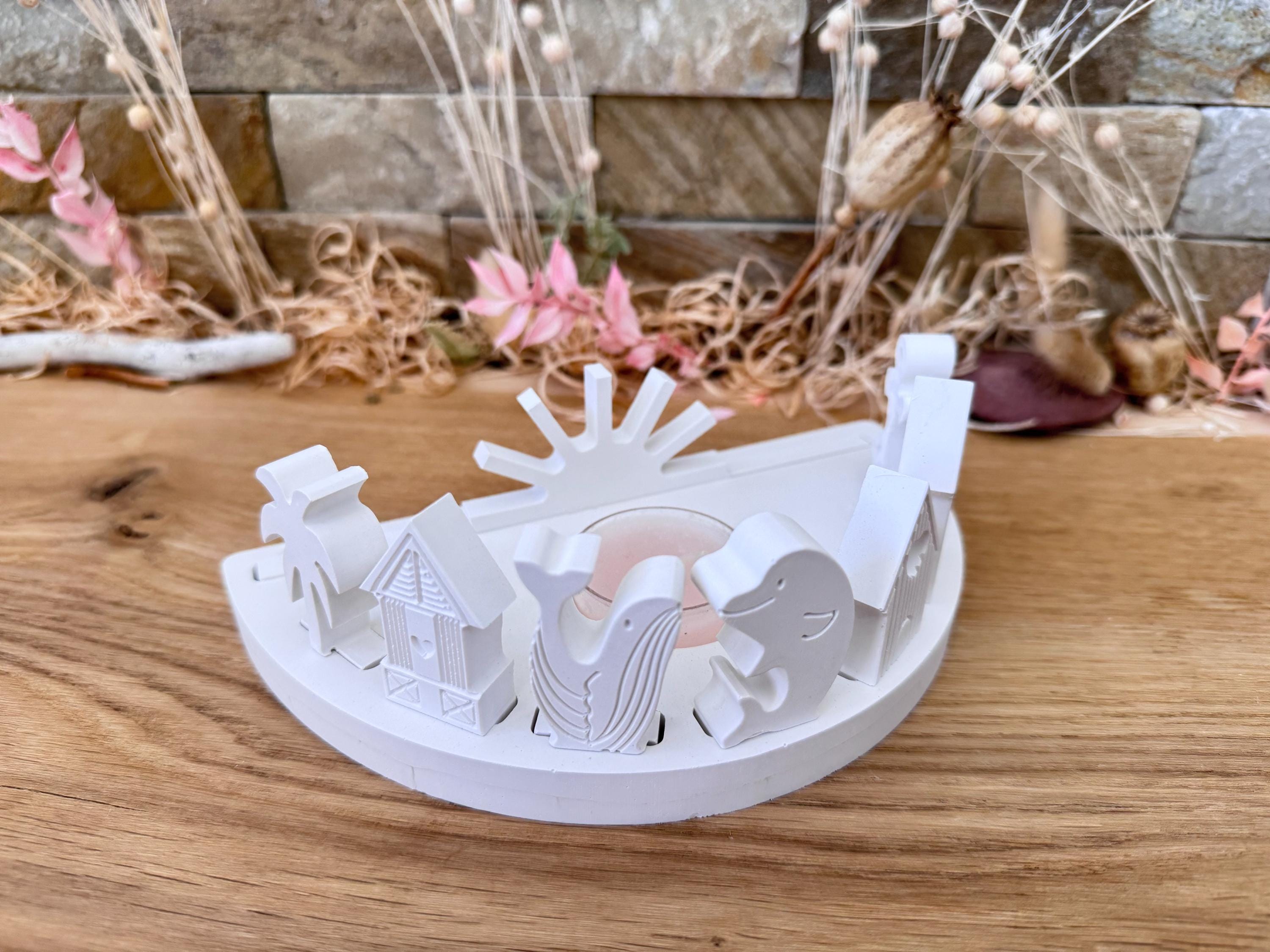 Silikon - Gießform - Klötzchenhäuser Grundplatte "Halbrund mit Schlitz - Klötzchen - Häuserkranz -