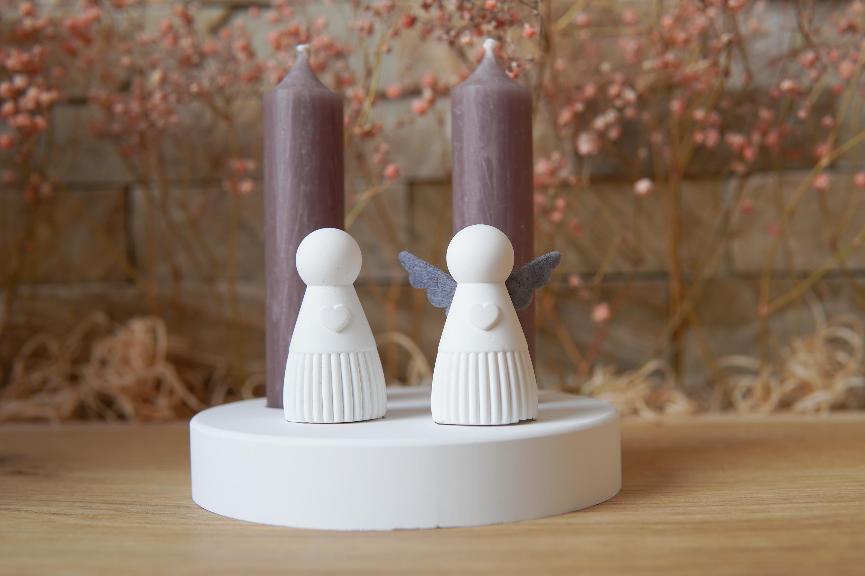 Silikon - Gießform -Schutzengel mit Rillen unten - Engel - Stecksystem - Klötzchen - Häuserkranz -