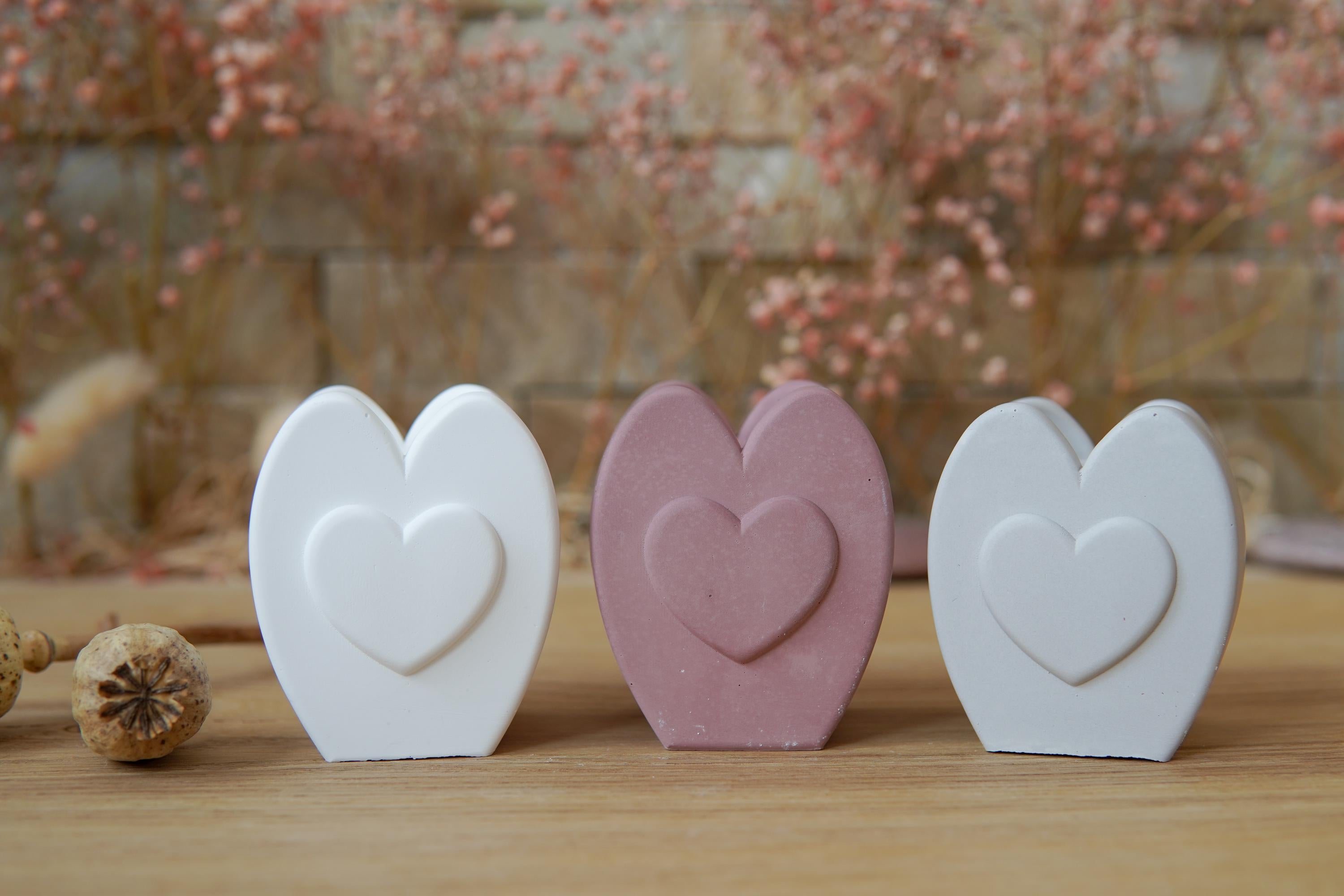 Silikongießform - Herzsockel-Vase / Stabkerzenhalter -