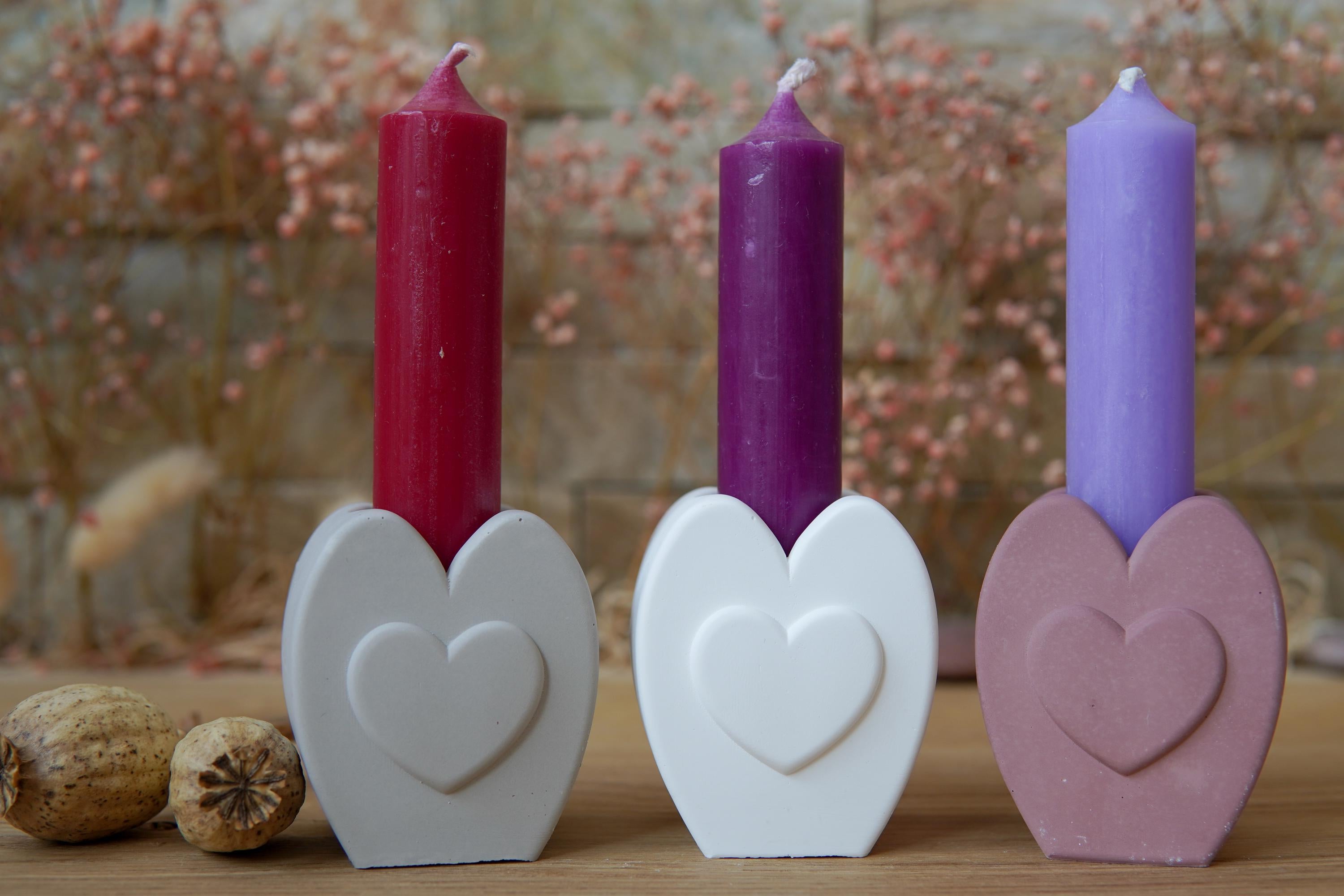 Silikongießform - Herzsockel-Vase / Stabkerzenhalter -