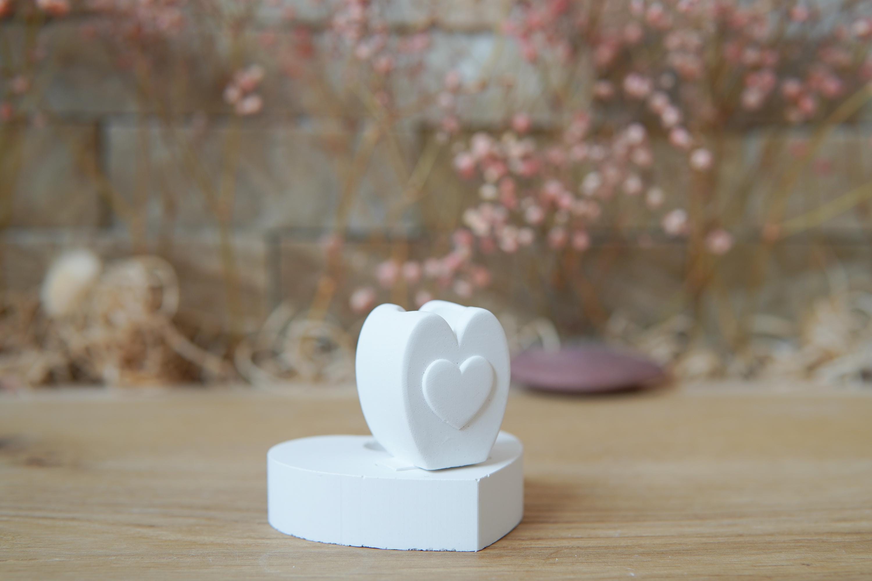 Silikon - Gießform - Mini Vase für unsere Häuserkranzplatten- Herzsockel Vase - Stecksystem - Klötzchen - Häuserkranz -