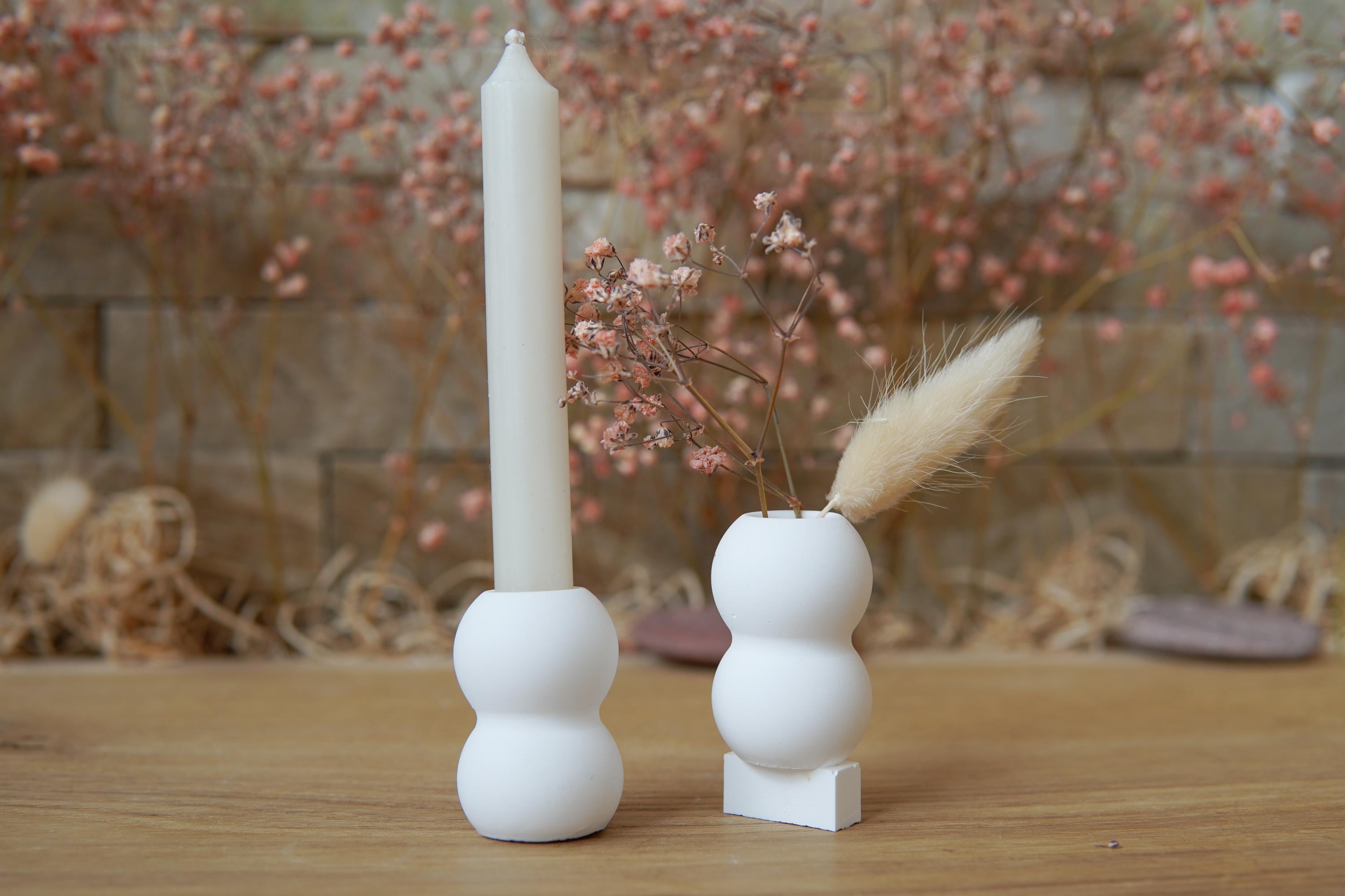 Silikon - Gießform - Mini Vase für unsere Häuserkranzplatten- 2er Kugeln - Stecksystem - Klötzchen - Häuserkranz -
