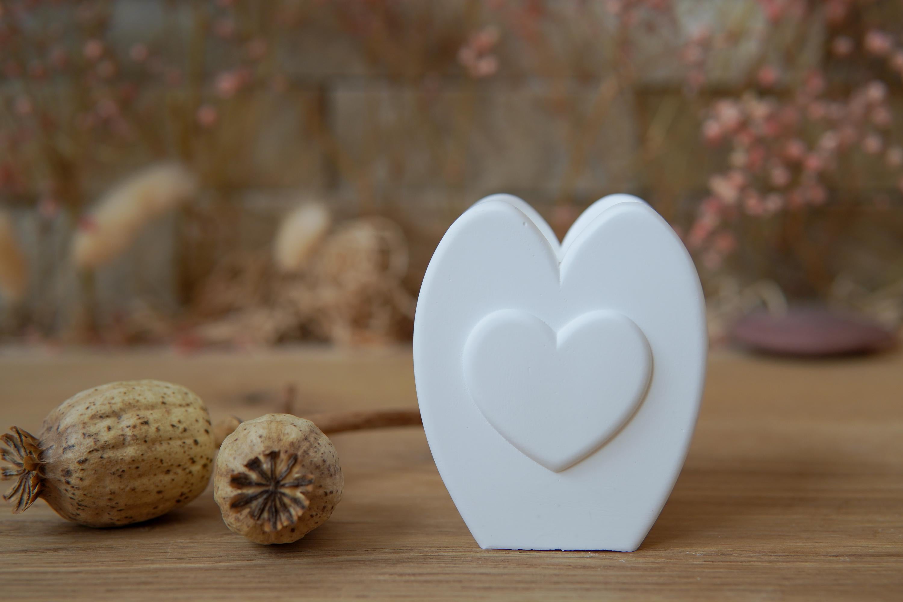 Silikongießform - Herzsockel-Vase / Stabkerzenhalter -