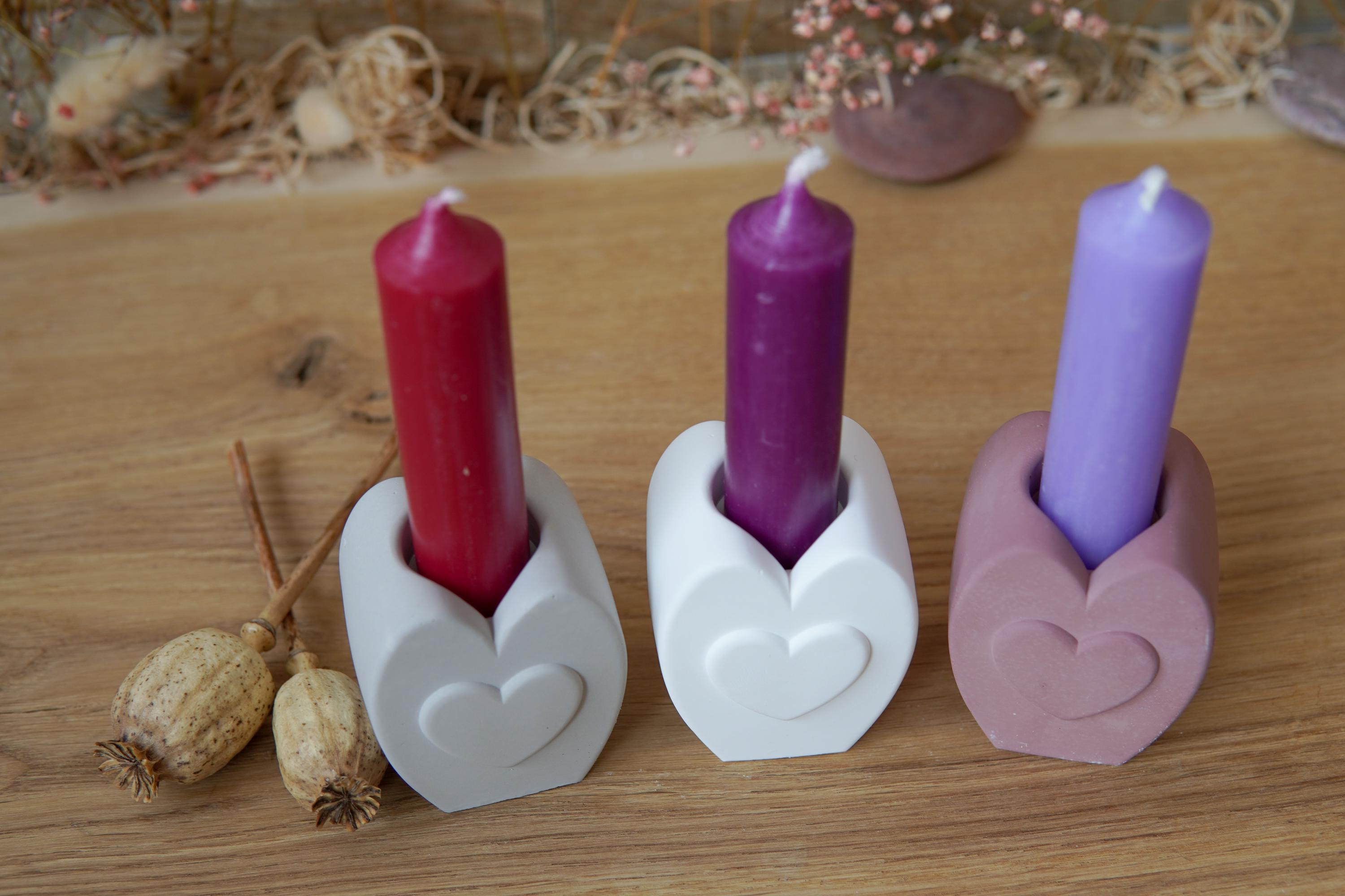 Silikongießform - Herzsockel-Vase / Stabkerzenhalter -