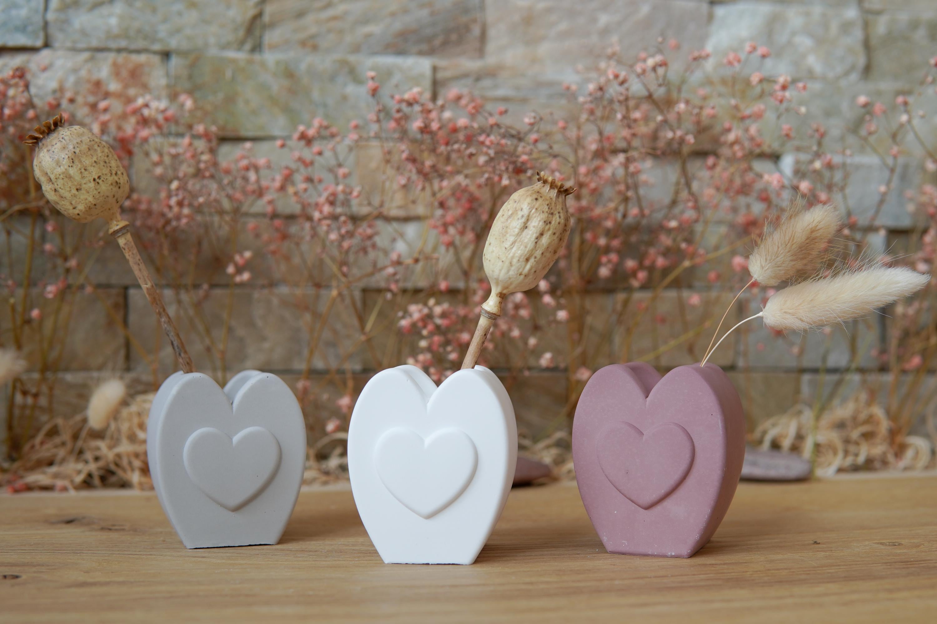 Silikongießform - Herzsockel-Vase / Stabkerzenhalter -