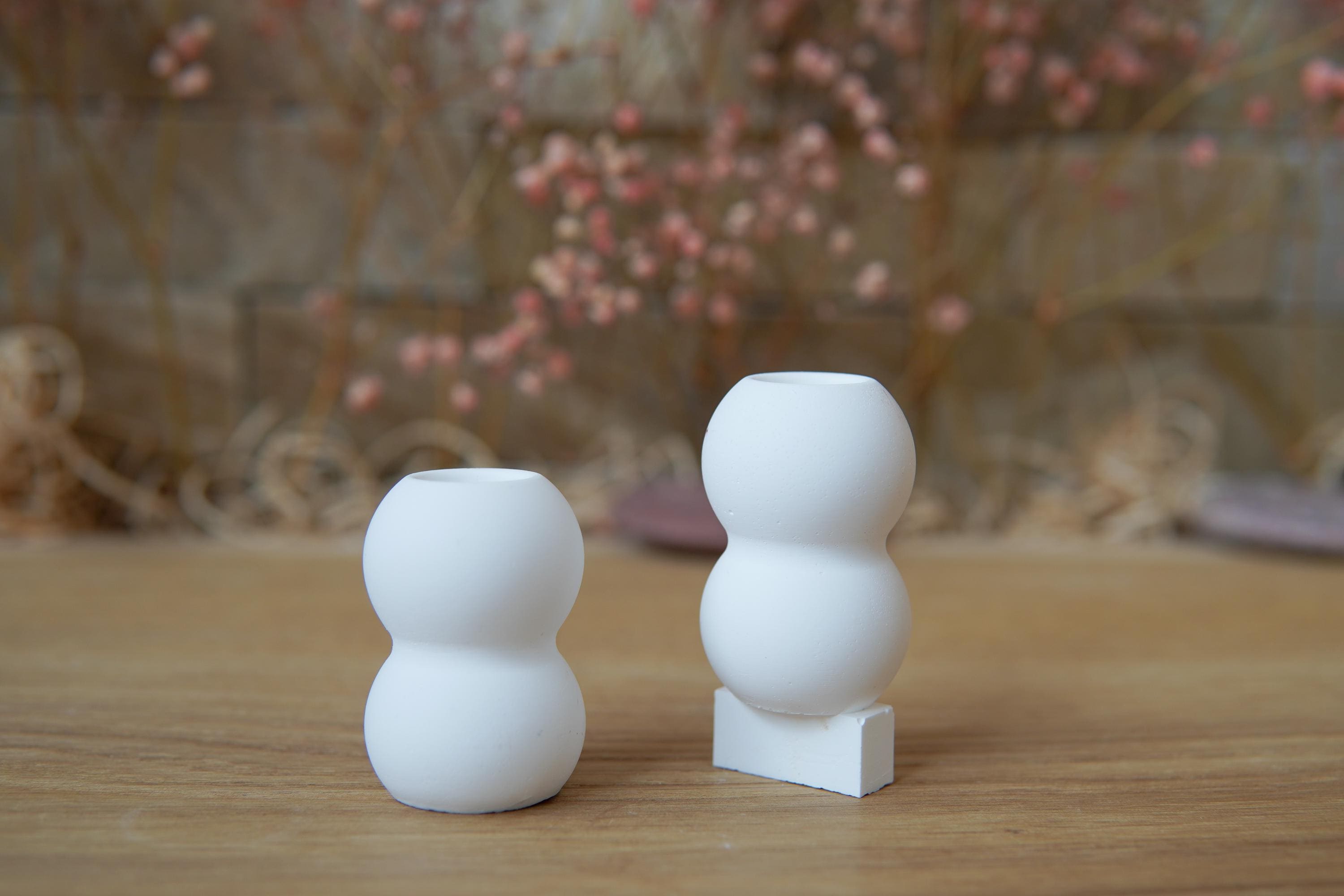 Silikon - Gießform - Mini Vase für unsere Häuserkranzplatten- 2er Kugeln - Stecksystem - Klötzchen - Häuserkranz -