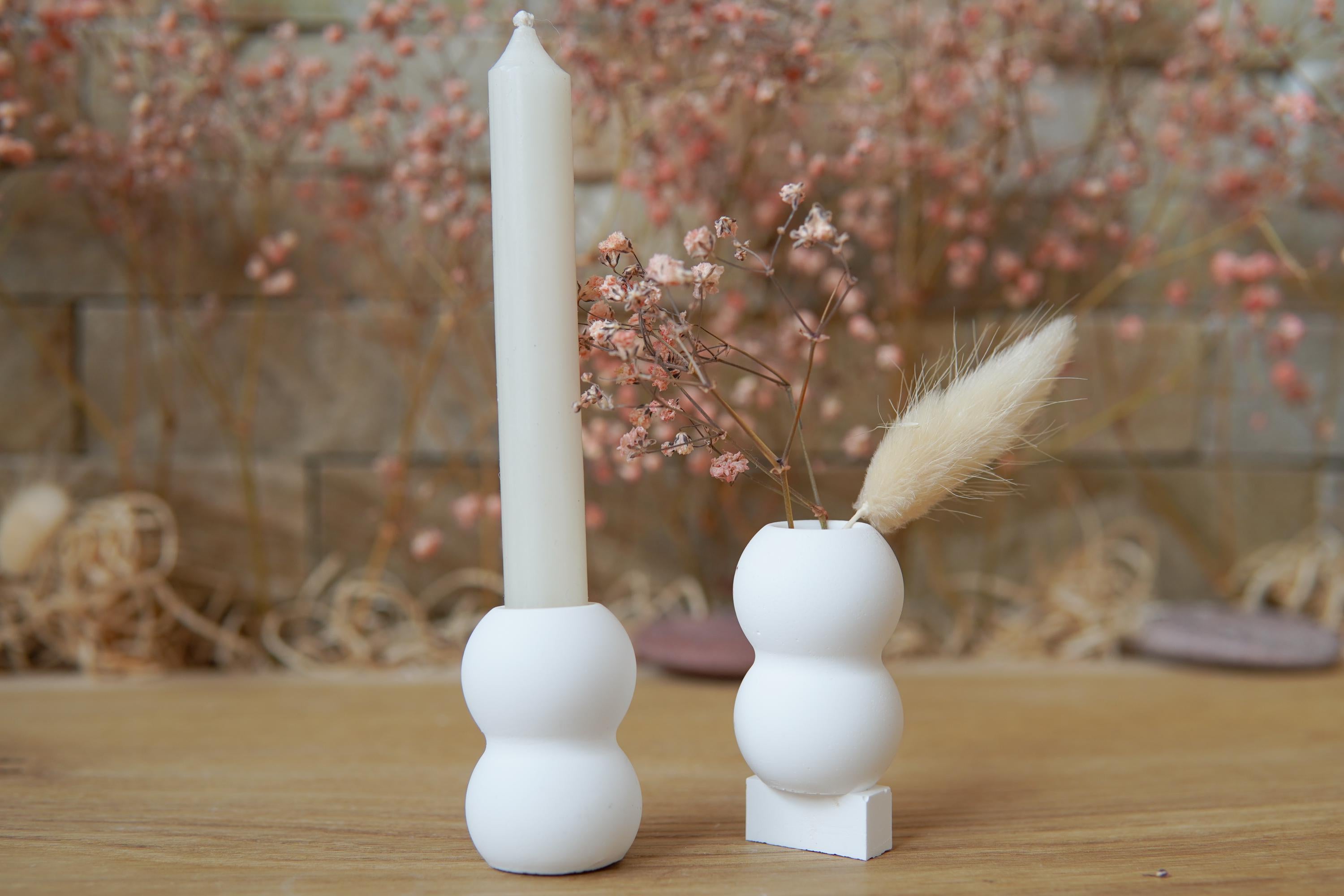 Silikon - Gießform - Mini Vase für unsere Häuserkranzplatten- 2er Kugeln - Stecksystem - Klötzchen - Häuserkranz -