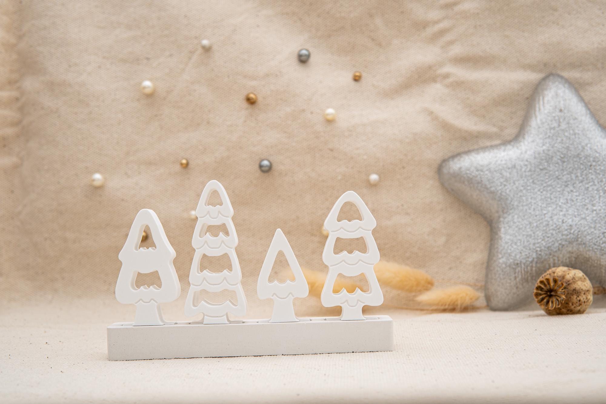 Silikon – Gießform – 4 Tannen offen – Steckform – passend für unser Stecksystem