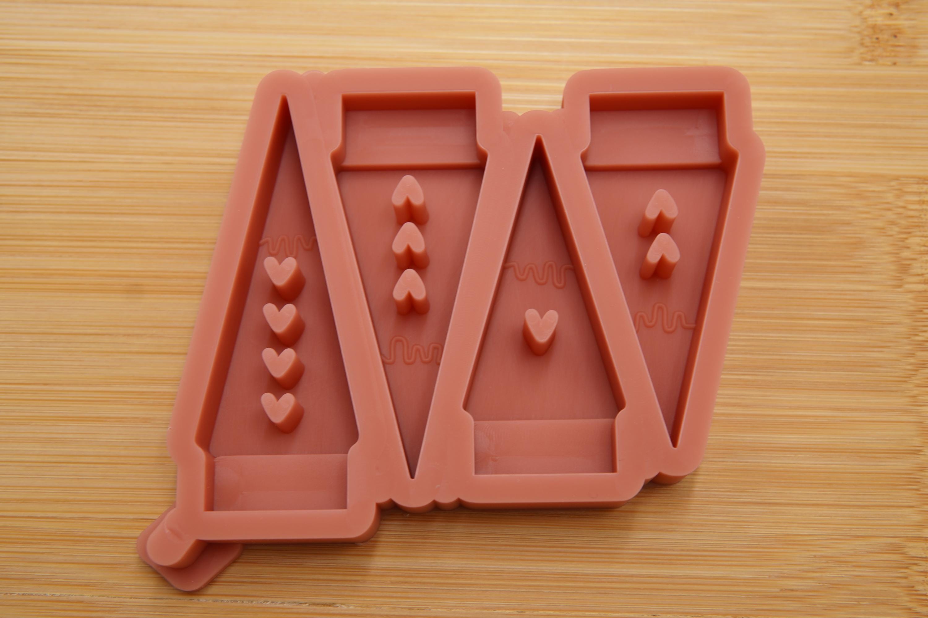 Silikon – Gießform – Dreieckstannen mit Herz – Steckform – passend für unser Stecksystem