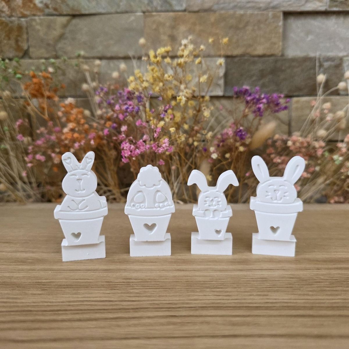 Silikon-Gießform Steckform Blumentopfhäschen 4 Hasen für den Steckkranz – Ansicht 4