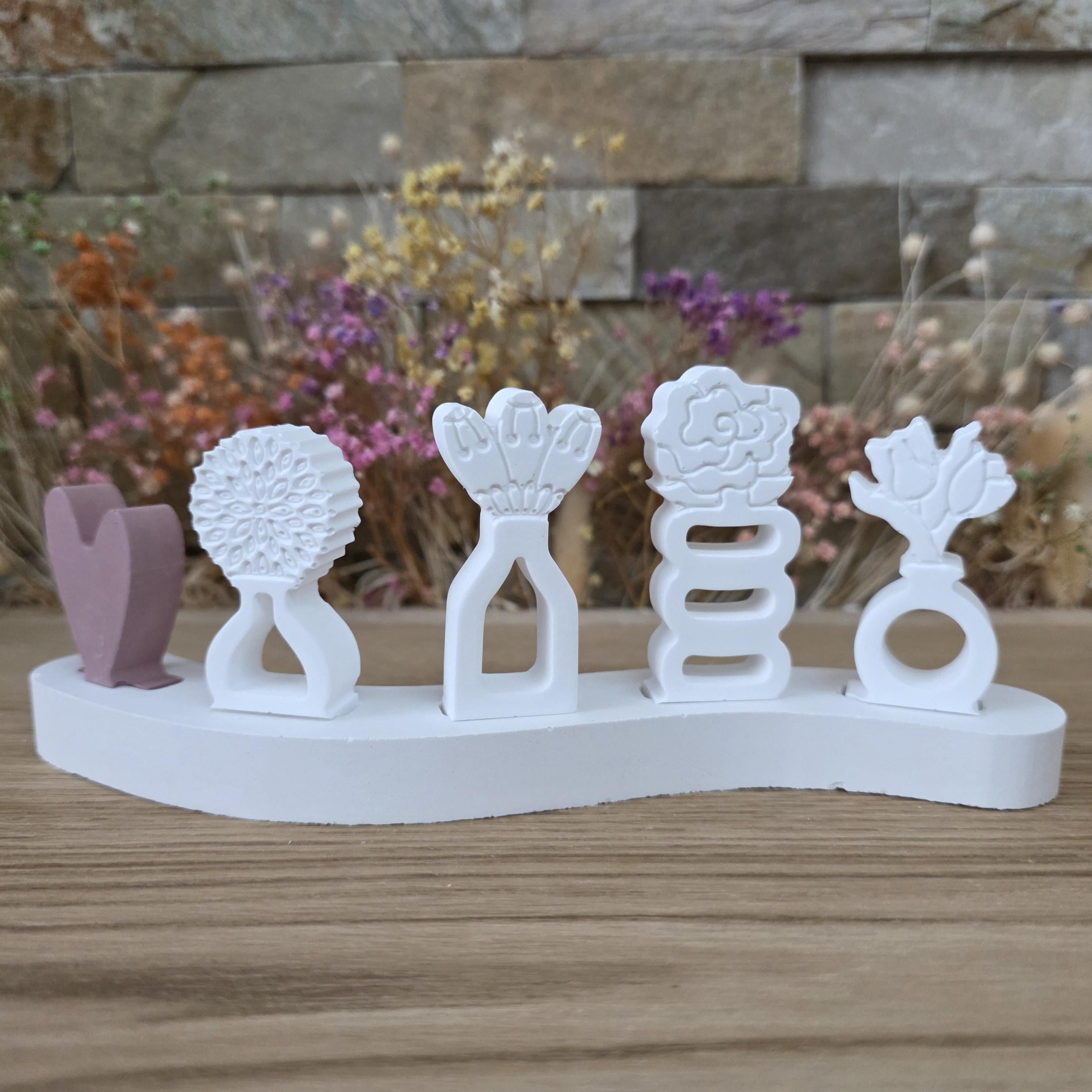 Silikon – Gießform – Steckform Blumenvasen – 4 Blumen für den Steckkranz "2"