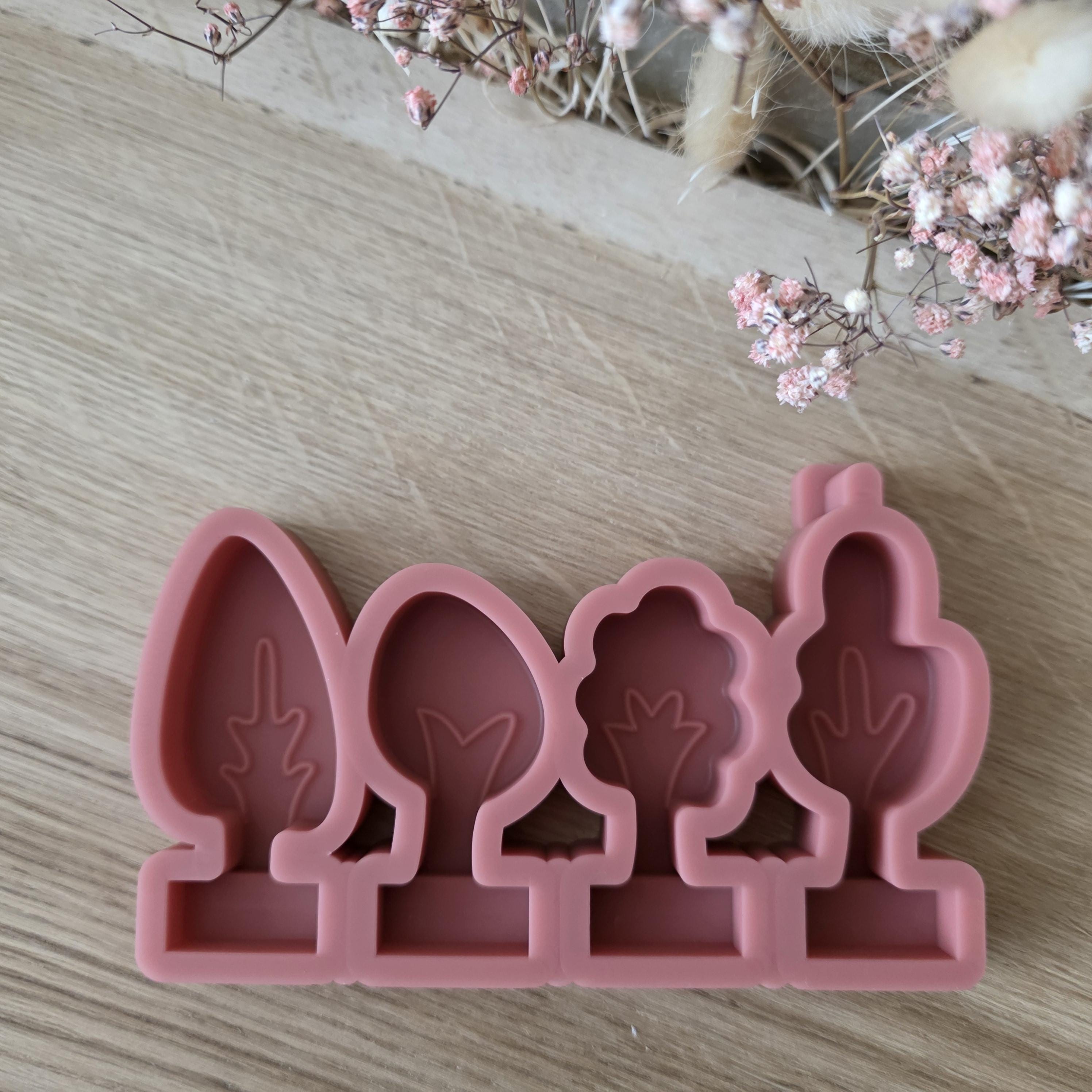 Silikon – Gießform – Steckform Baumquartett – 4 Bäume für den Steckkranz