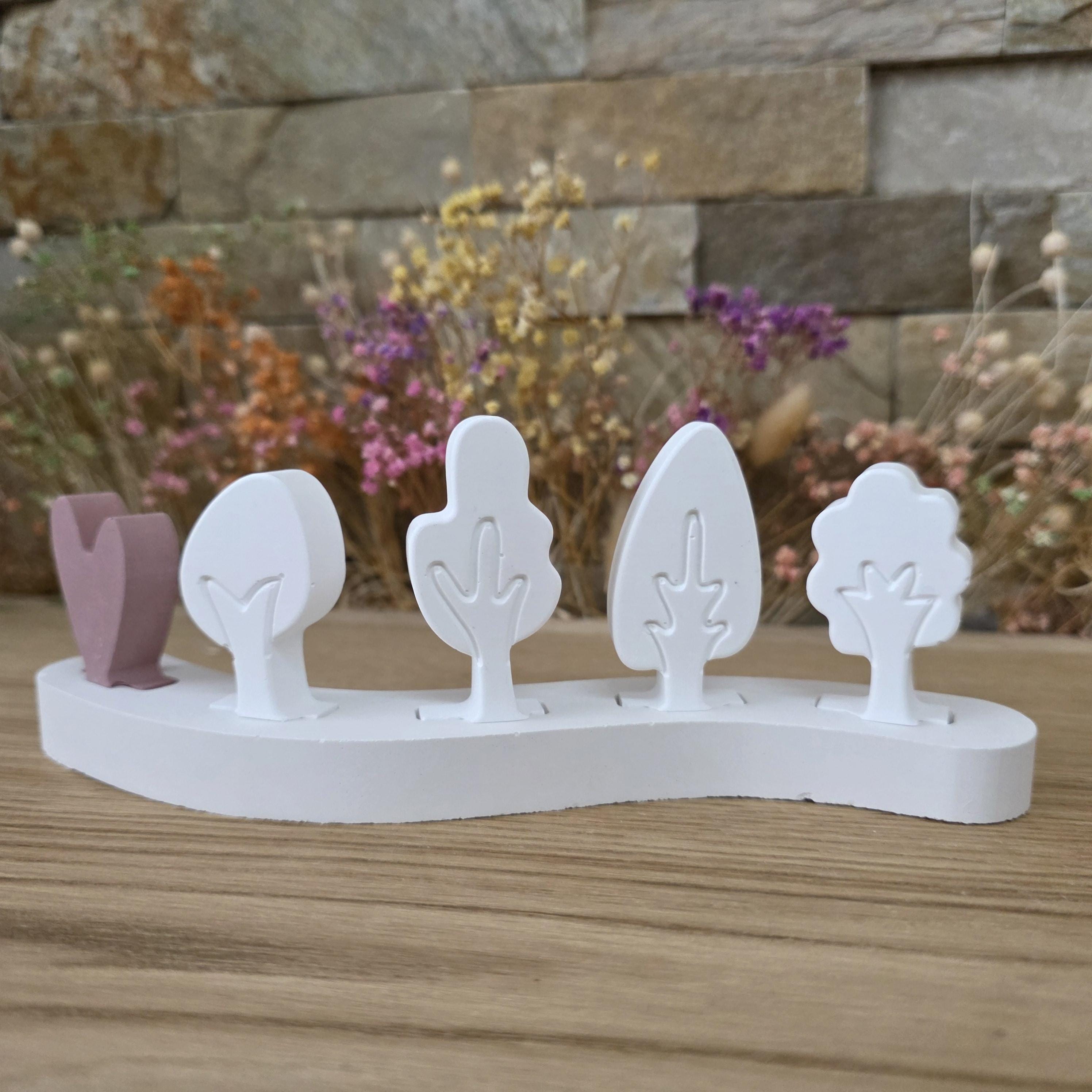 Silikon – Gießform – Steckform Baumquartett – 4 Bäume für den Steckkranz