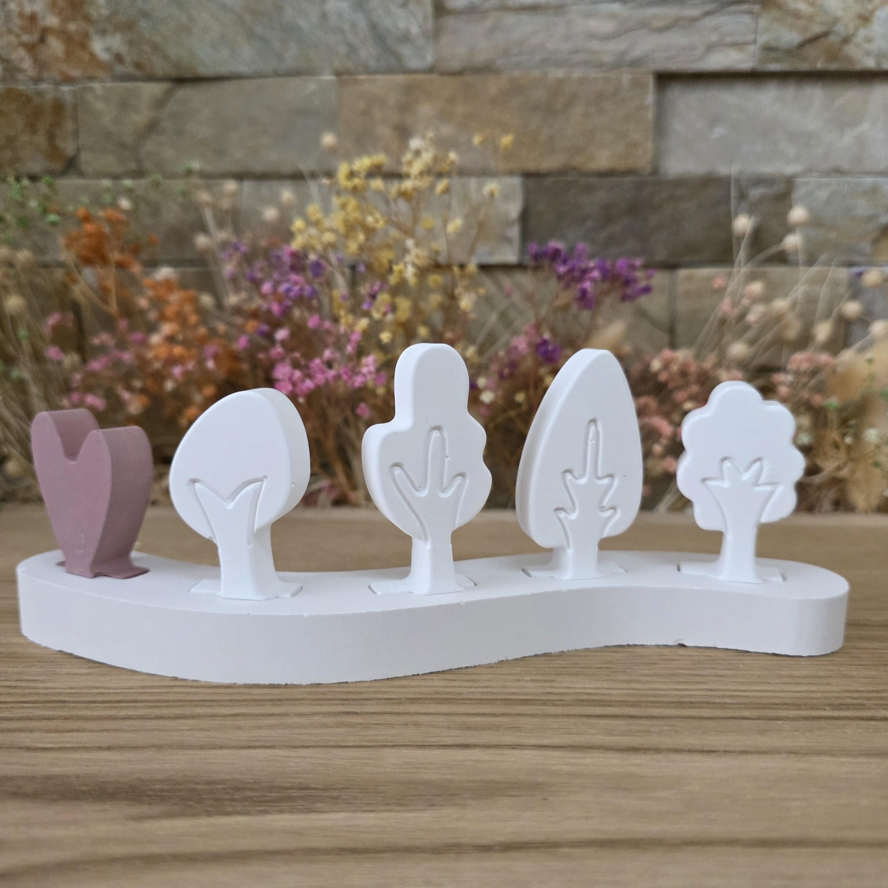 Silikon – Gießform – Steckform Baumquartett – 4 Bäume für den Steckkranz