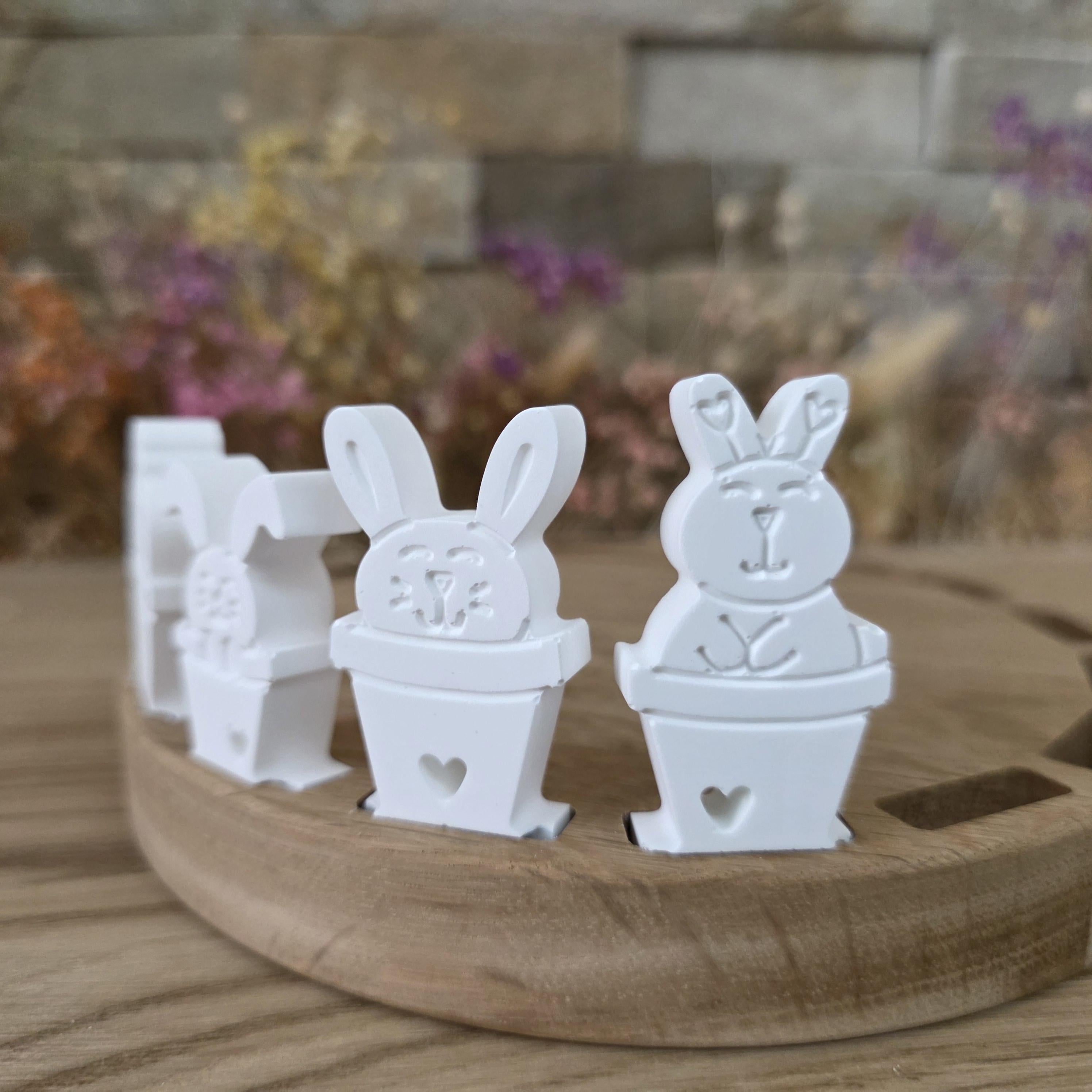 Silikon – Gießform – Steckform Blumentopfhäschen – 4 Hasen für den Steckkranz