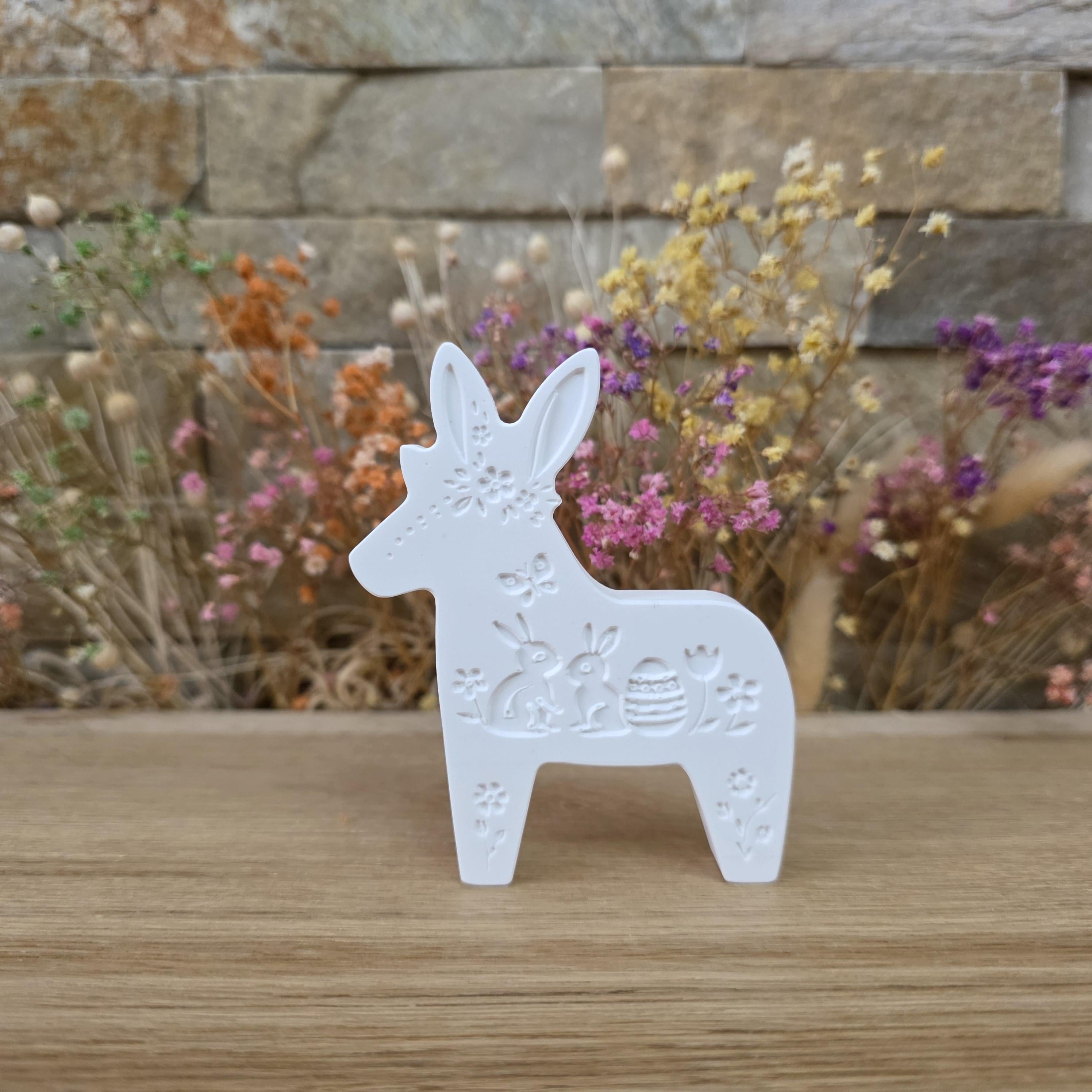 Silikon – Gießform – Dalahopp – Pferd mit Hasenohren & Ostermuster