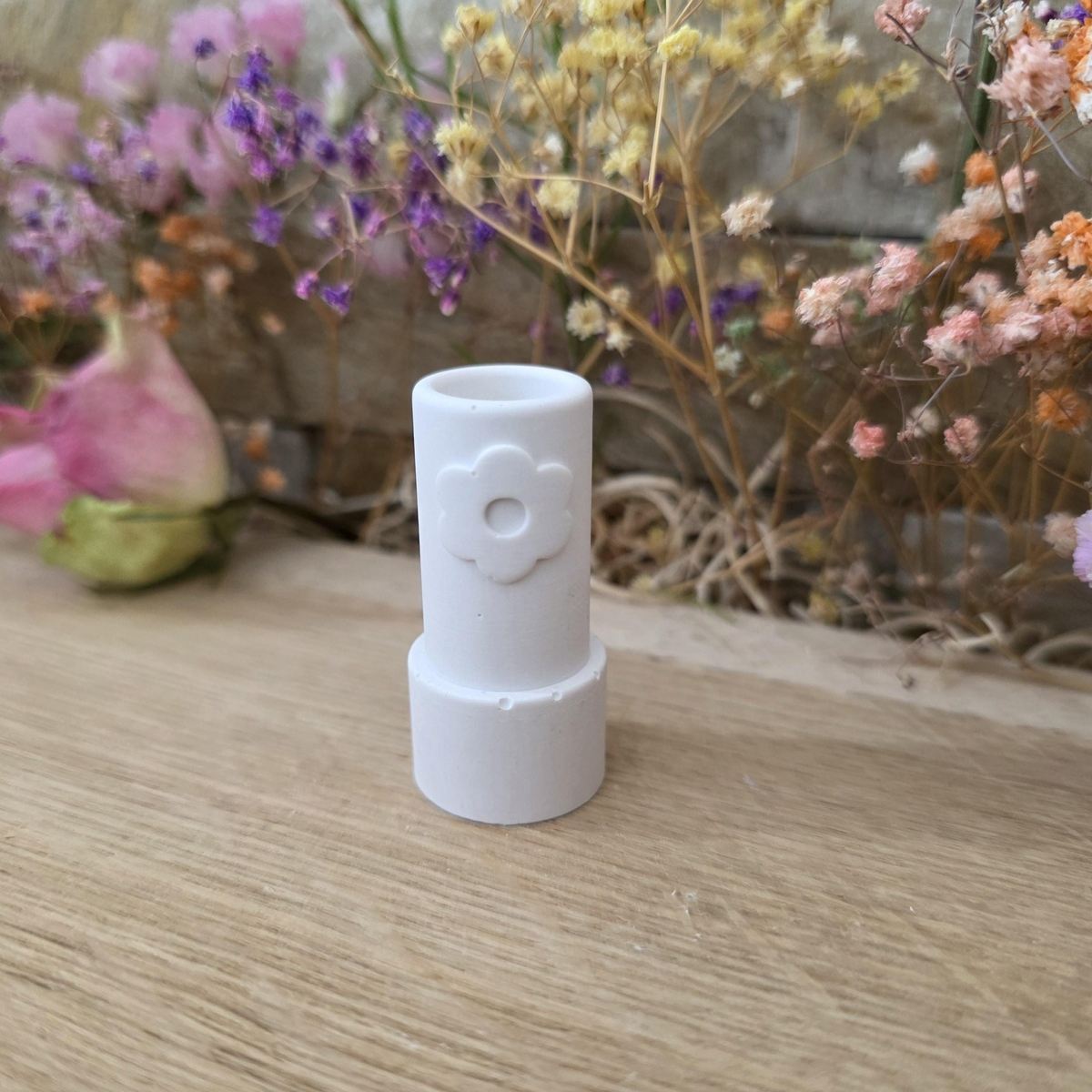 Silikon-Gießform Stecker Blume für 13 mm Kerze oder Trockenblumen