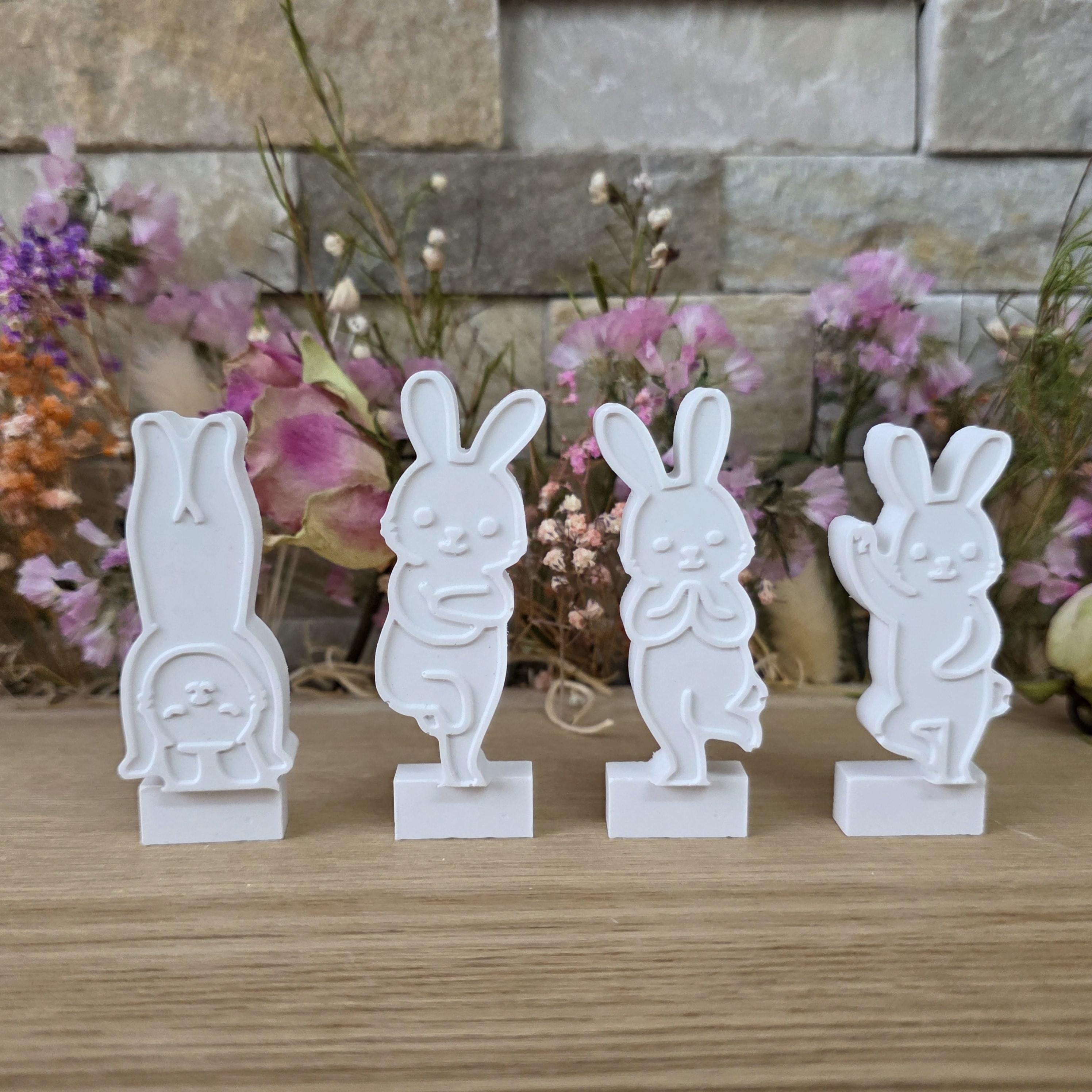 Silikon – Gießform – Steckform Tanzende Hasen – 4er-Set