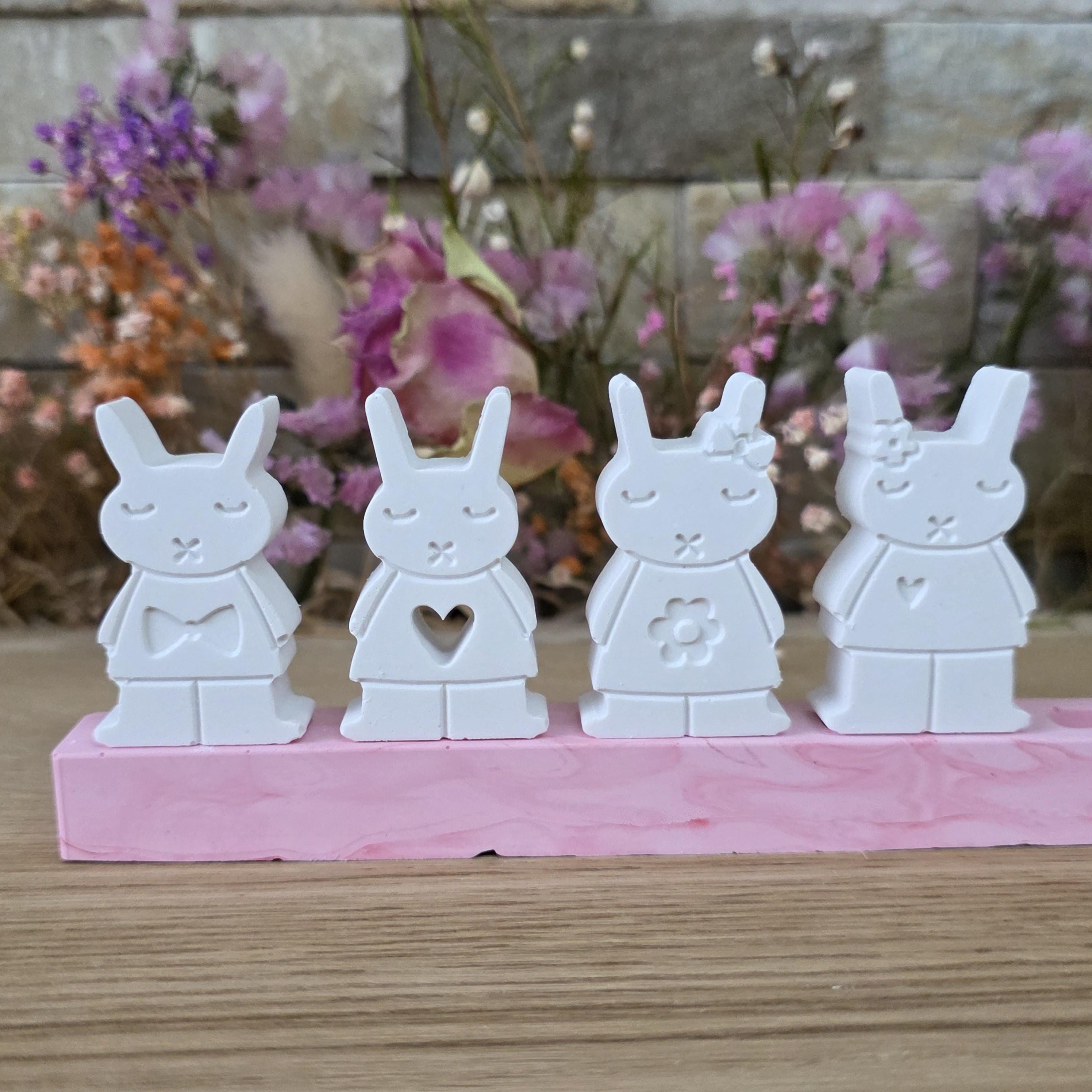 Silikon – Gießform – Steckform Hasen X-Mund – 4er-Set mit Gravur