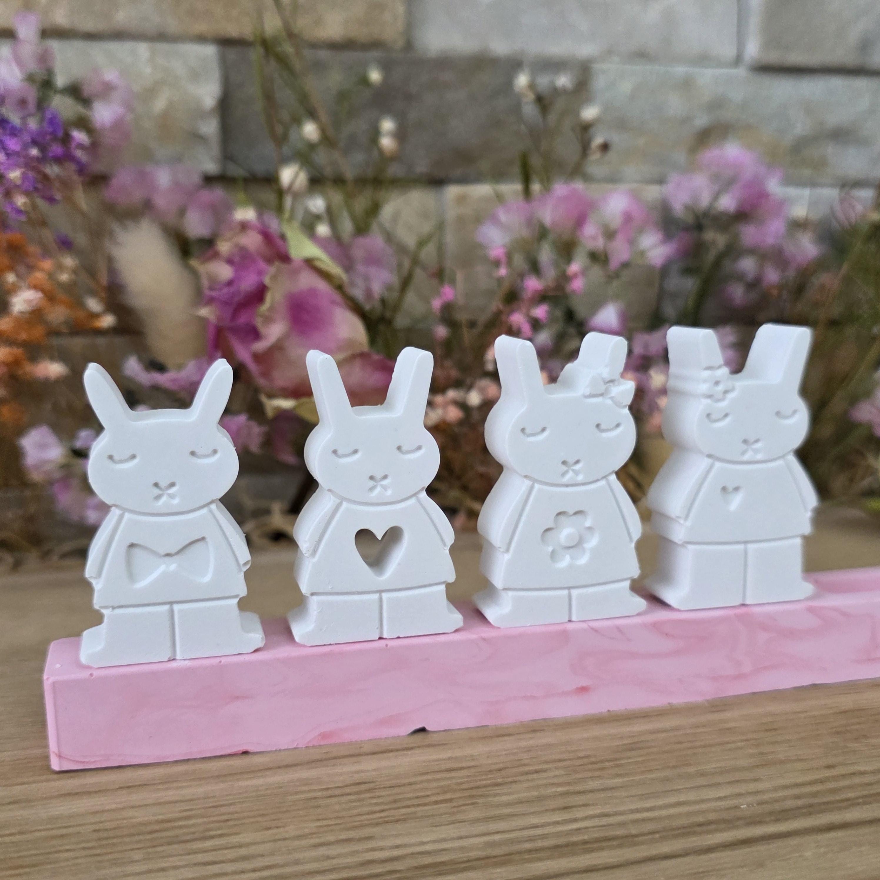 Silikon – Gießform – Steckform Hasen X-Mund – 4er-Set mit Gravur